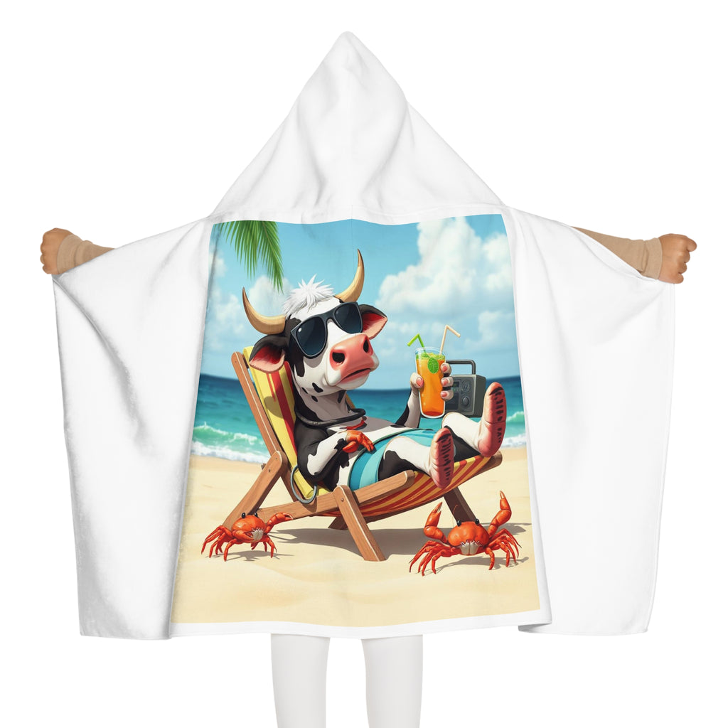Youth Hooded Towel — Cute Bunny & Turtle Soccer Kids Beach Towel