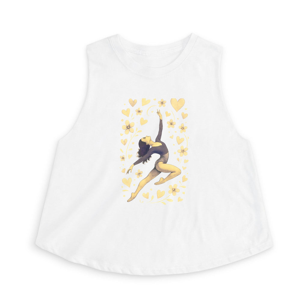 Dancer Silhouette Crop Top – Gold Hearts Ballet Tank for Women