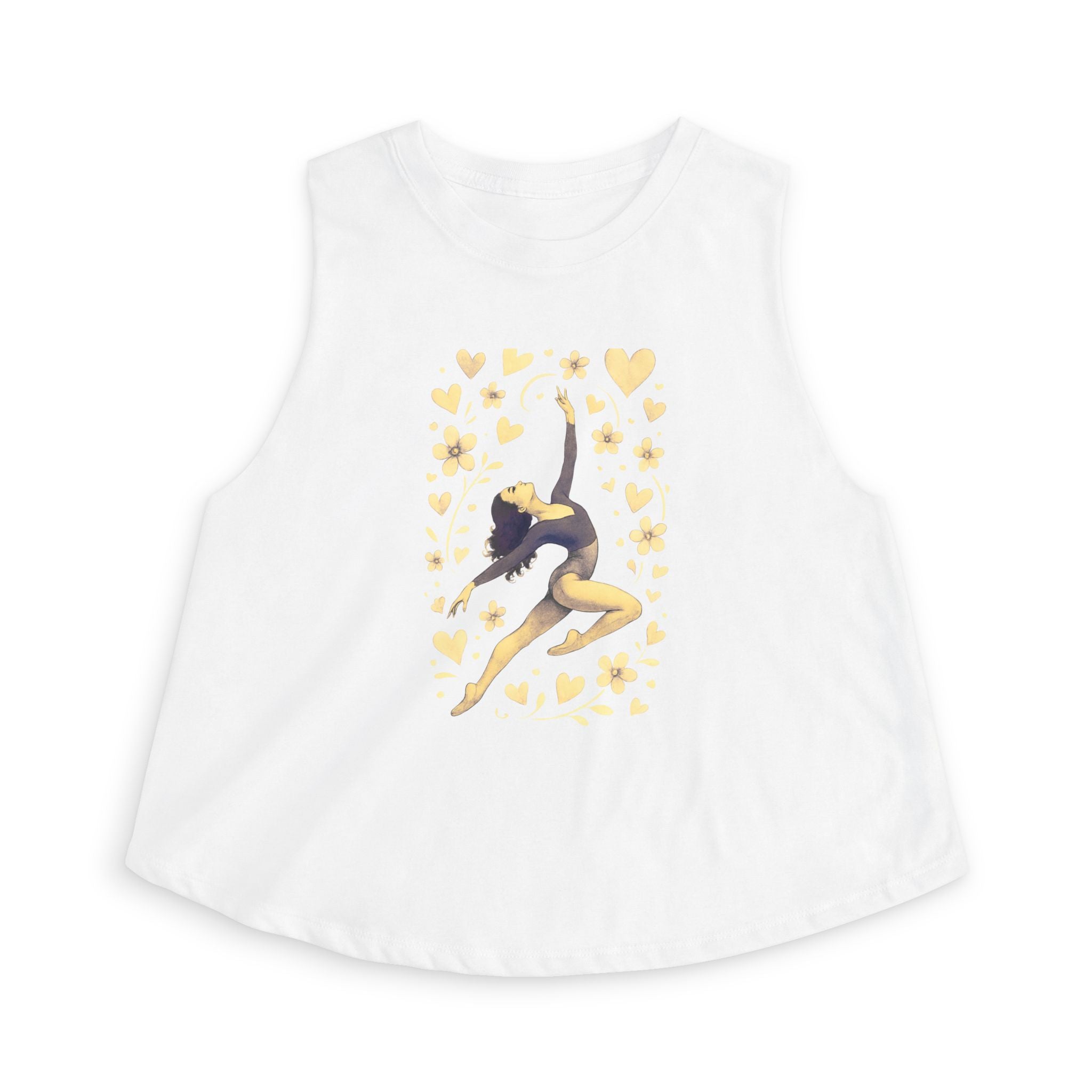Dancer Silhouette Crop Top – Gold Hearts Ballet Tank for Women