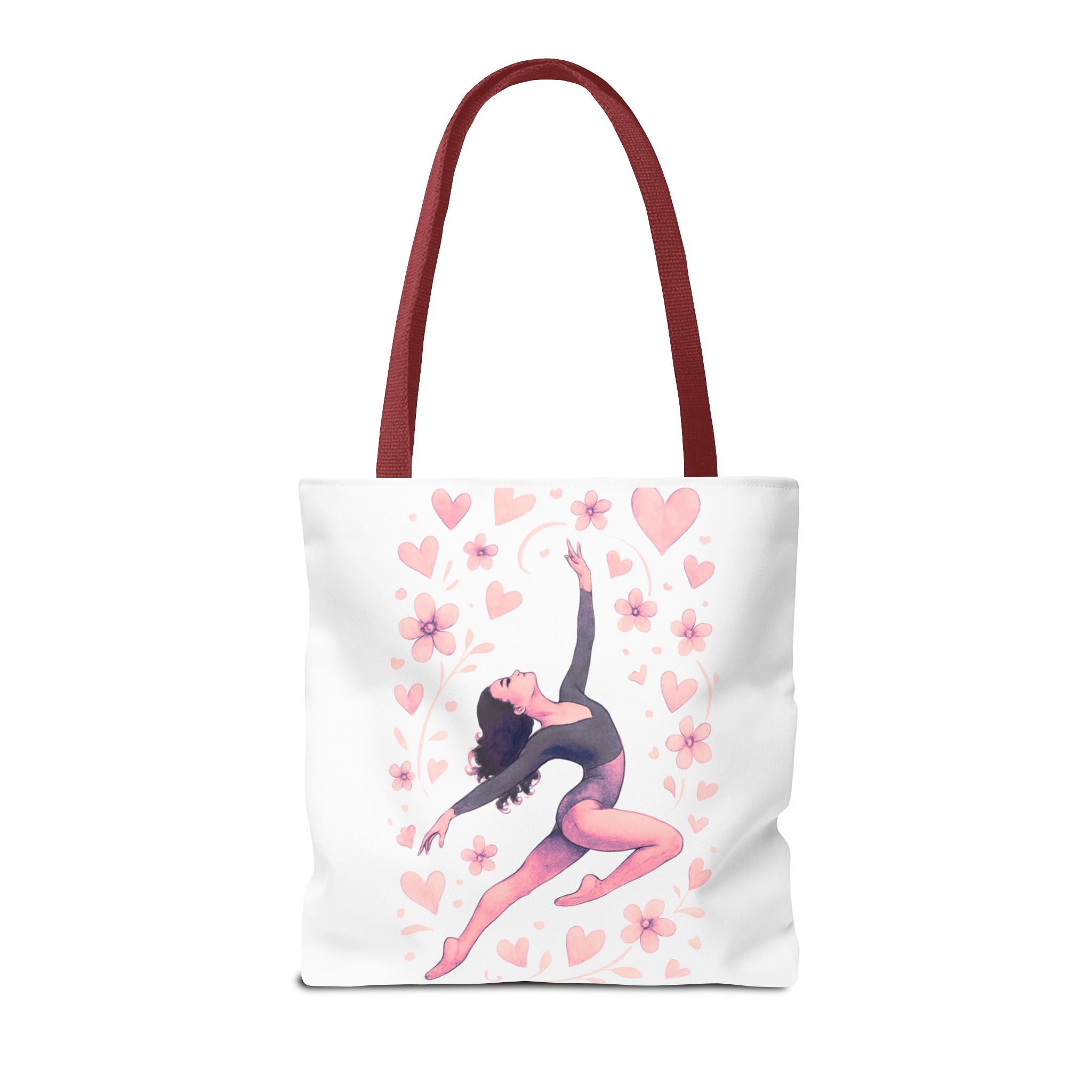 Ballet Dancer Heart Tote Bag — PINK and BLACK Floral Dance AOP Tote