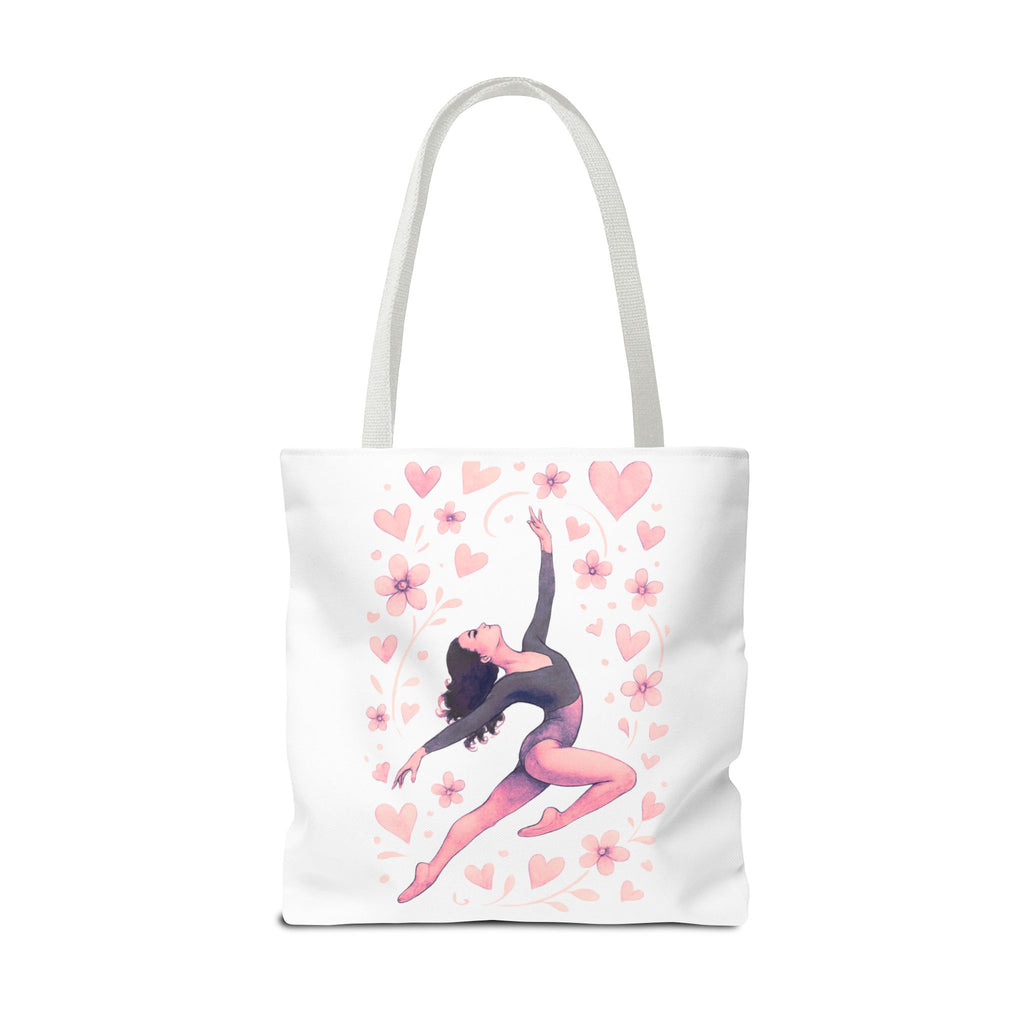 Ballet Dancer Heart Tote Bag — PINK and BLACK Floral Dance AOP Tote
