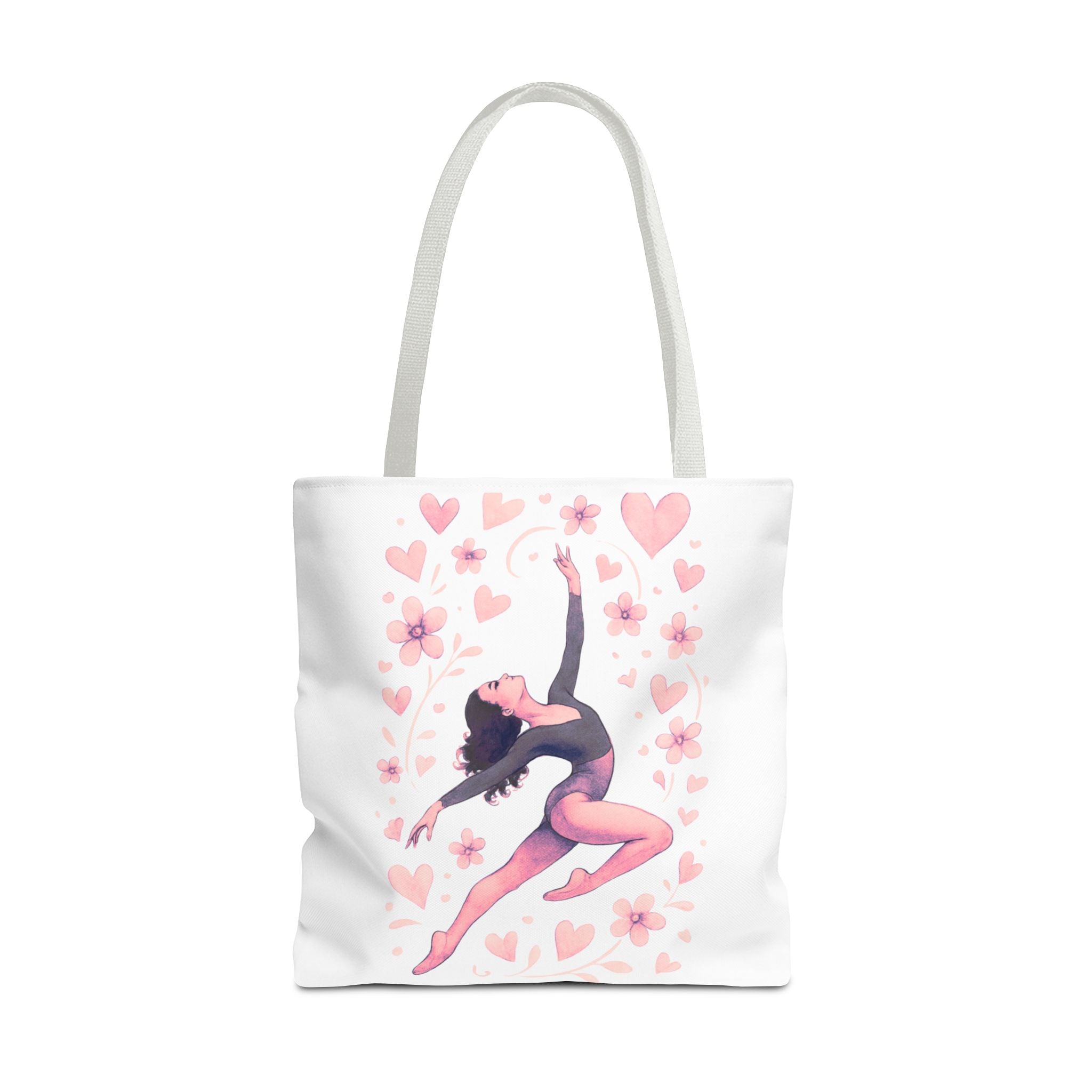 Ballet Dancer Heart Tote Bag — PINK and BLACK Floral Dance AOP Tote
