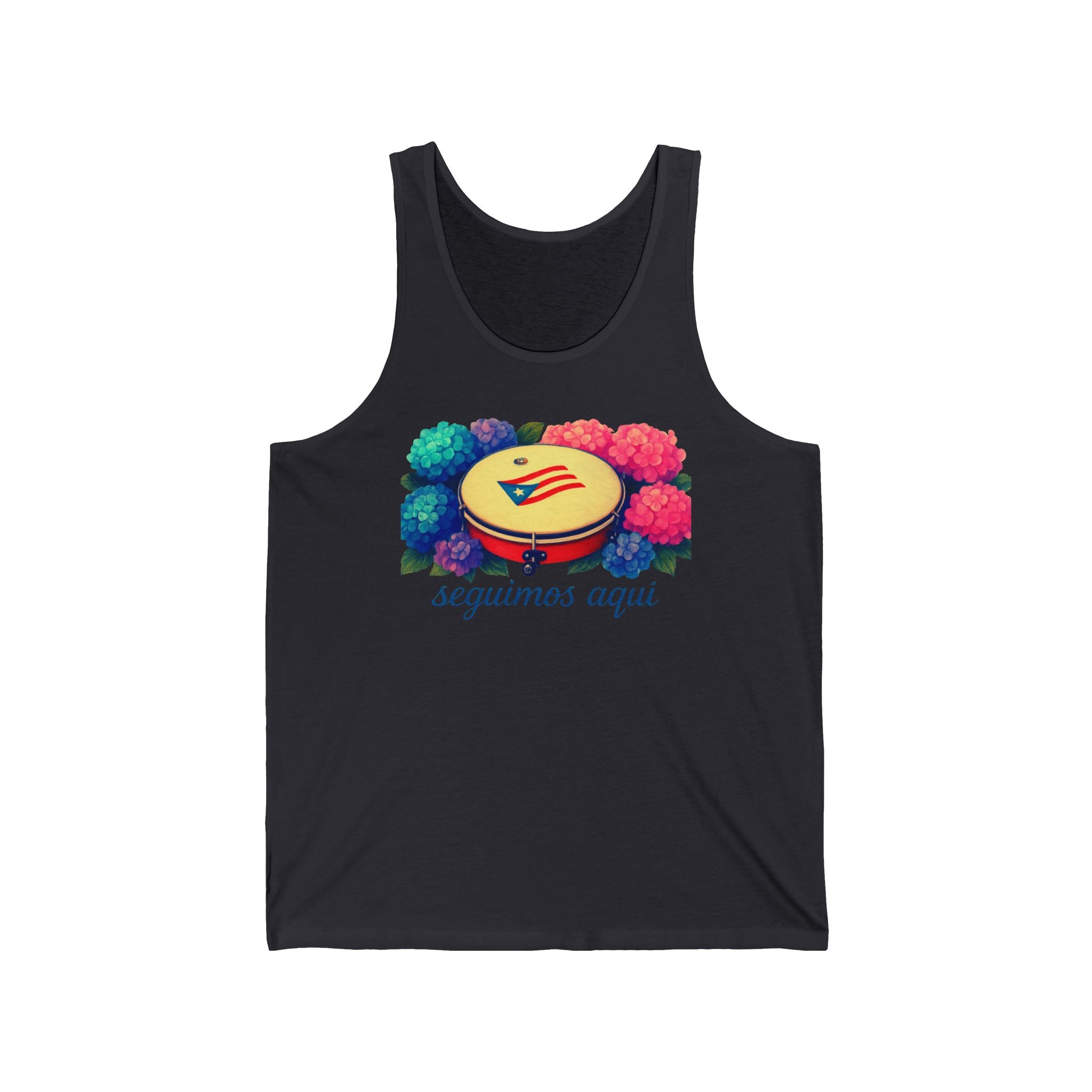 Tank Top — 'seguimos aqui' Puerto Rican Plenera & Hydrangea Floral Design