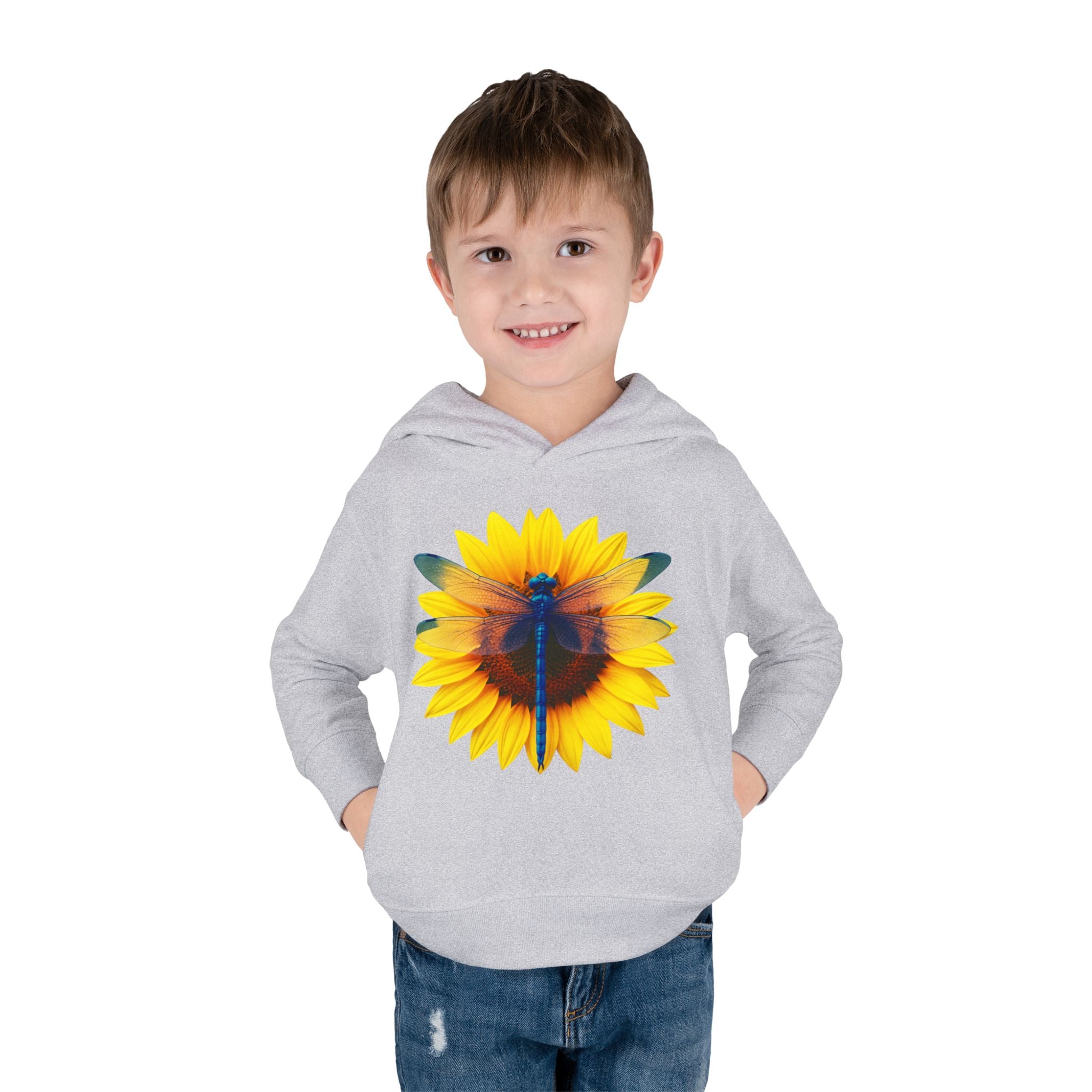 Toddler Hoodie — Sunflower Dragonfly Graphic Pullover