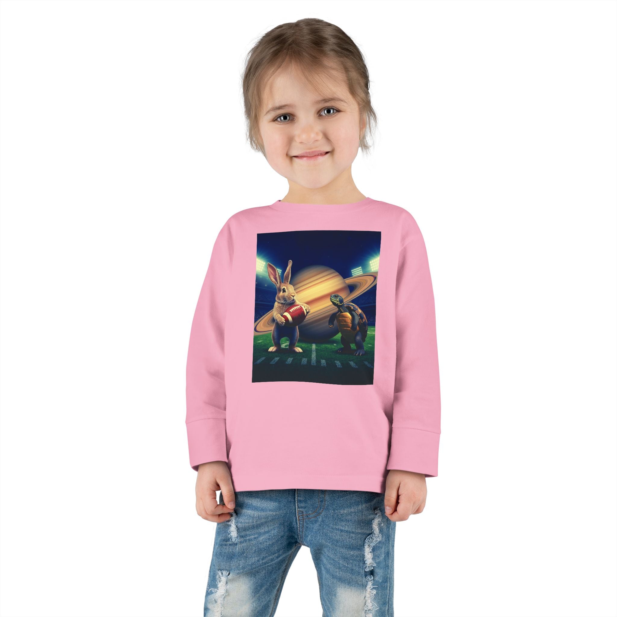Toddler Long Sleeve Tee — Saturno Football Bunny Space Print