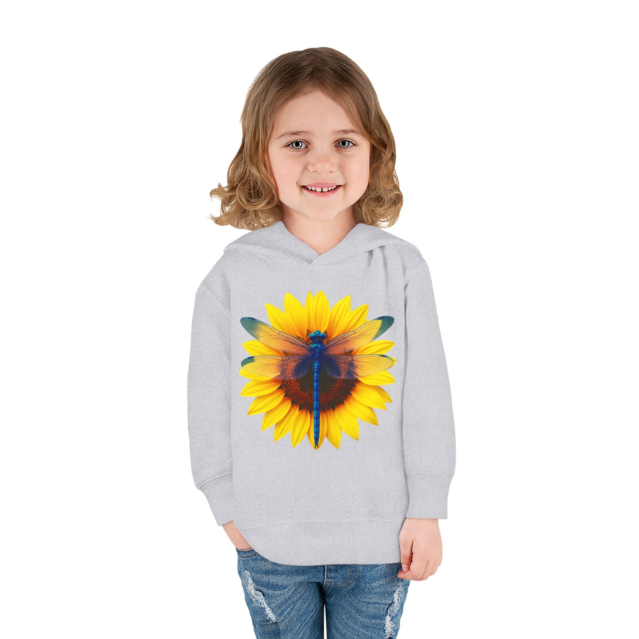 Toddler Hoodie — Sunflower Dragonfly Graphic Pullover