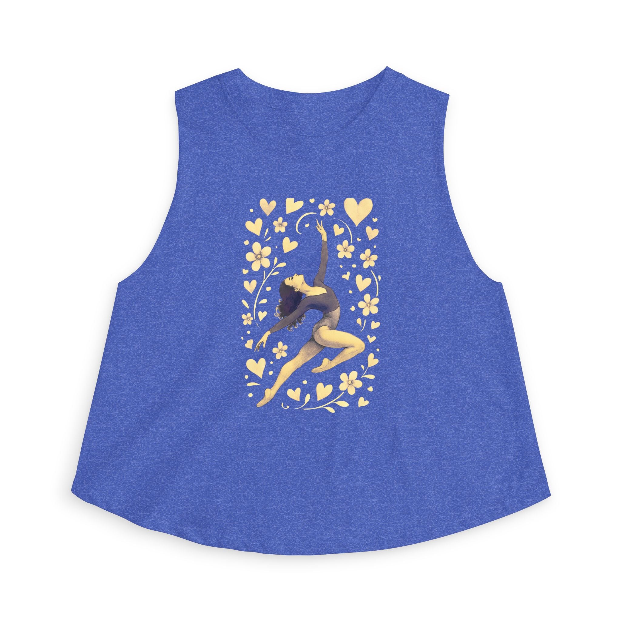 Dancer Silhouette Crop Top – Gold Hearts Ballet Tank for Women