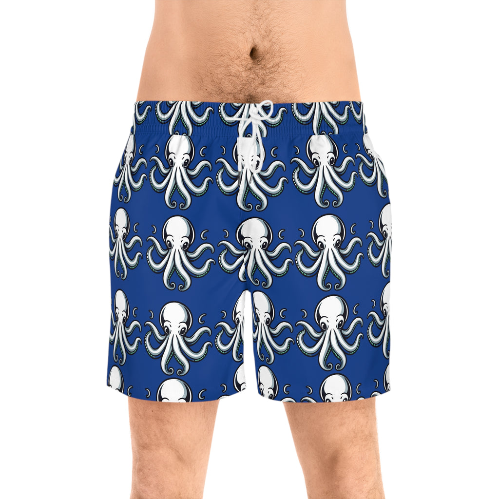 Octopus Print Men's Swim Shorts — Blue Octopus 95% polyester, 5% spandex
