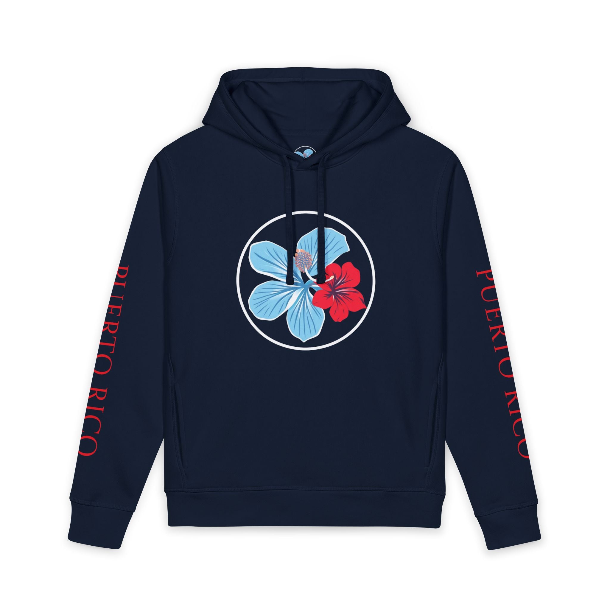 "Azure" Blue and Red Tropical Island Design - Sweatshirt - 80% organic ring-spun combed cotton, 20% recycled polyester