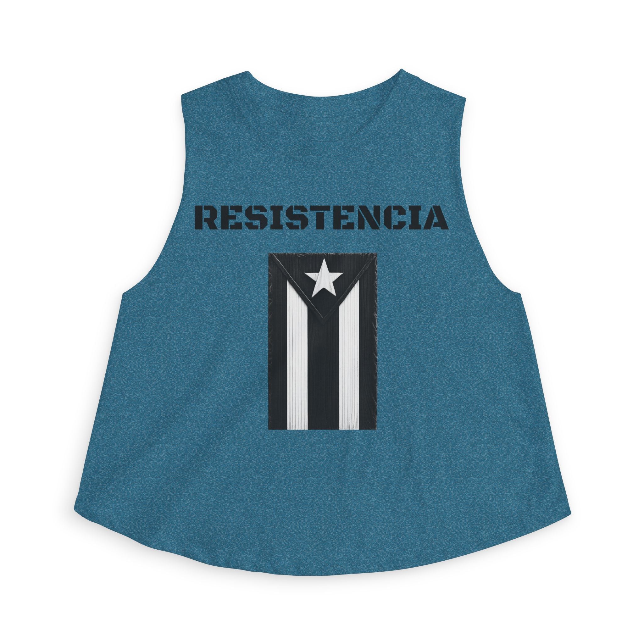 Puerto Rico Flag Crop Top — Black Vintage Resistencia Tank