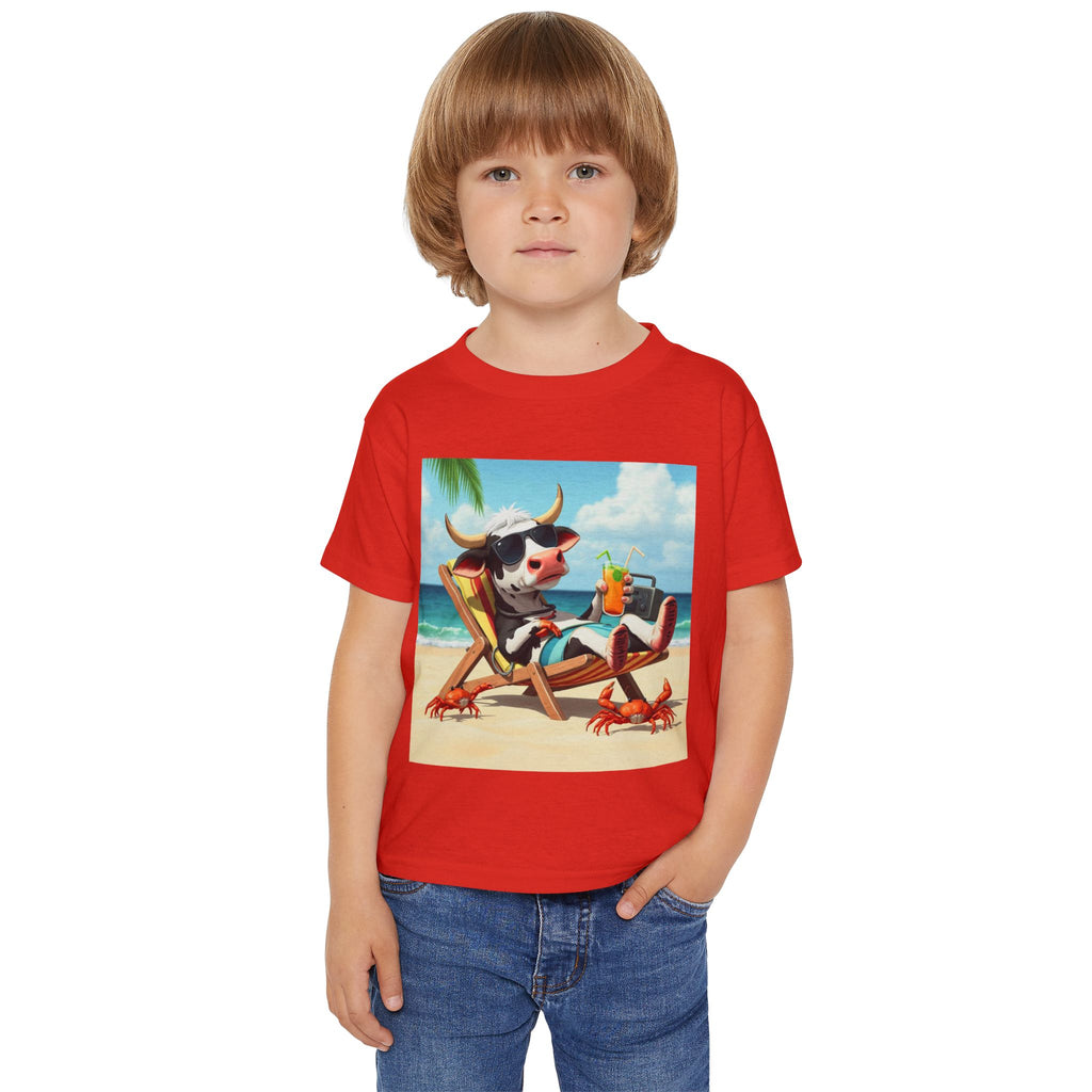 Relaxing Beach Cow Graphic - Cute Cow Summer Vacation Tee