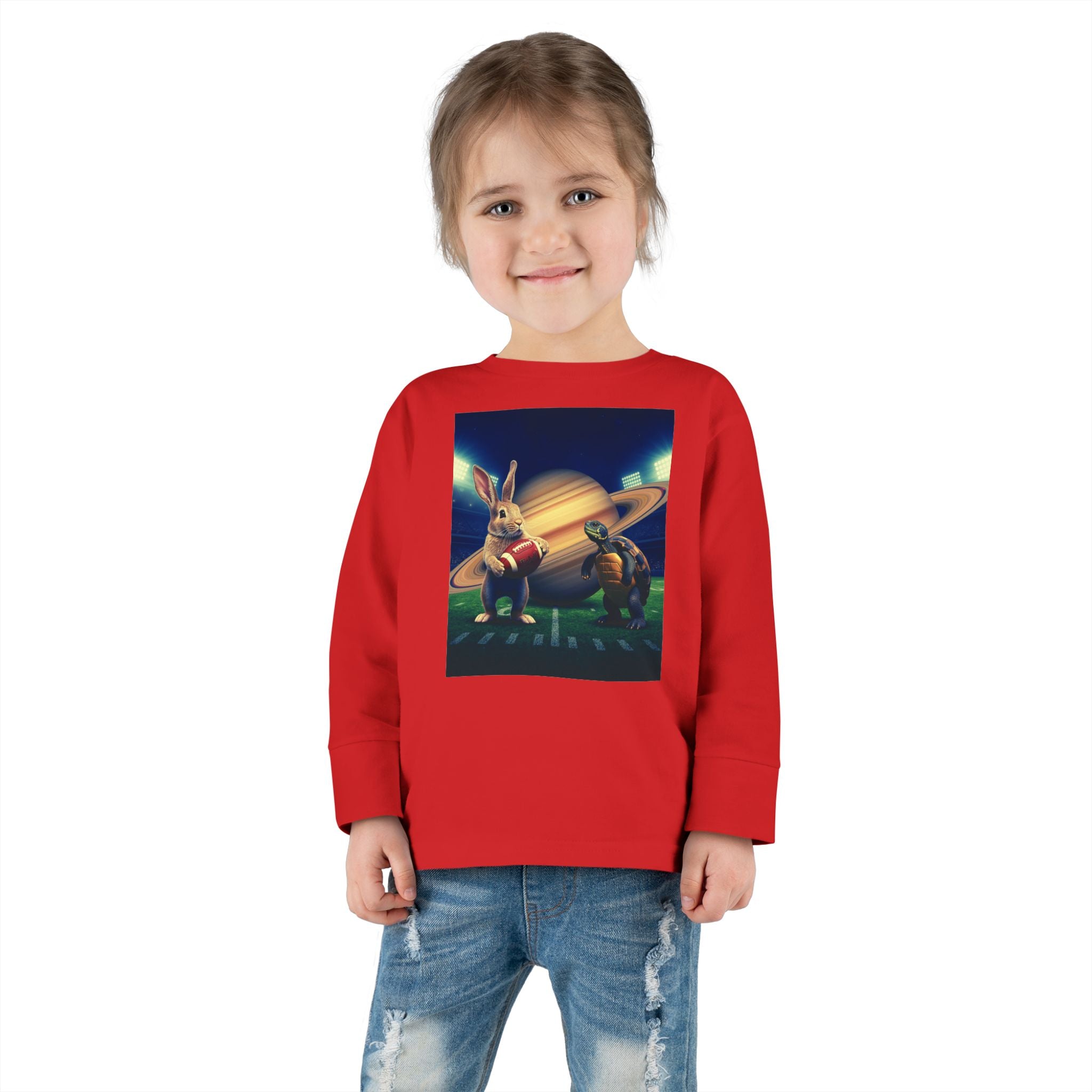 Toddler Long Sleeve Tee — Saturno Football Bunny Space Print