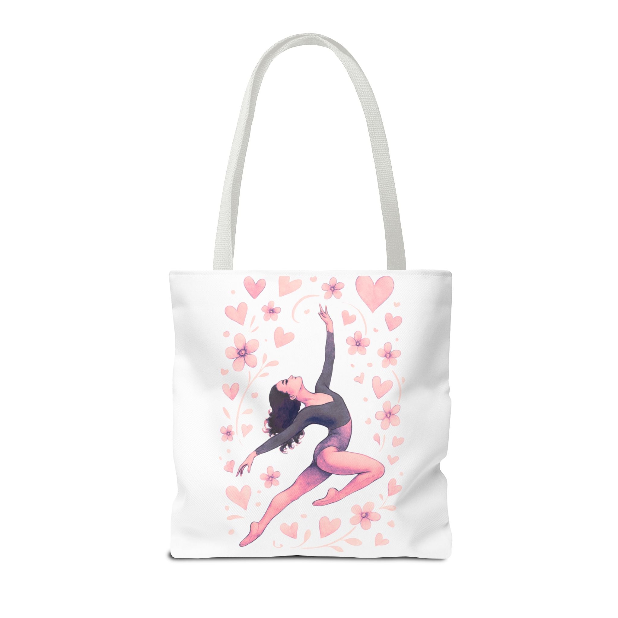 Ballet Dancer Heart Tote Bag — PINK and BLACK Floral Dance AOP Tote