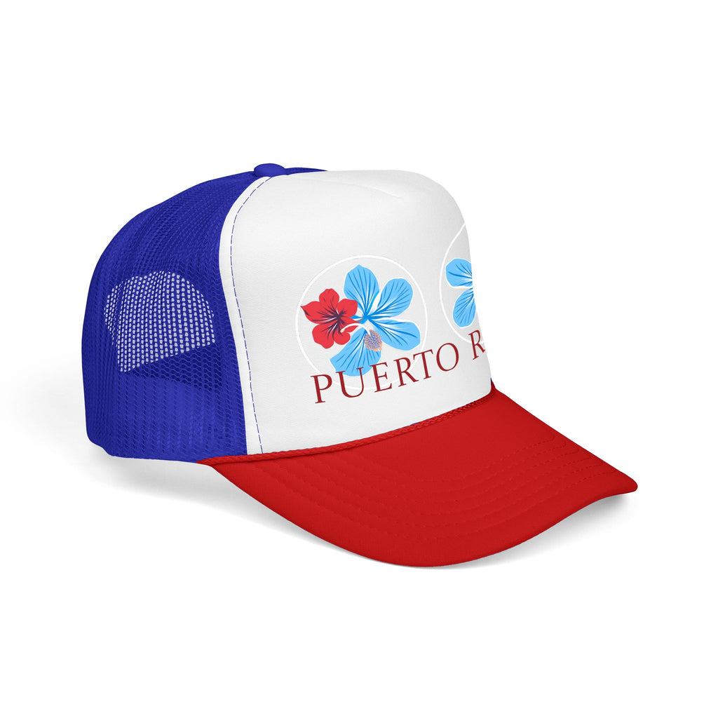 Puerto Rico Hibiscus Trucker Hat - Tropical Beach Foam Cap