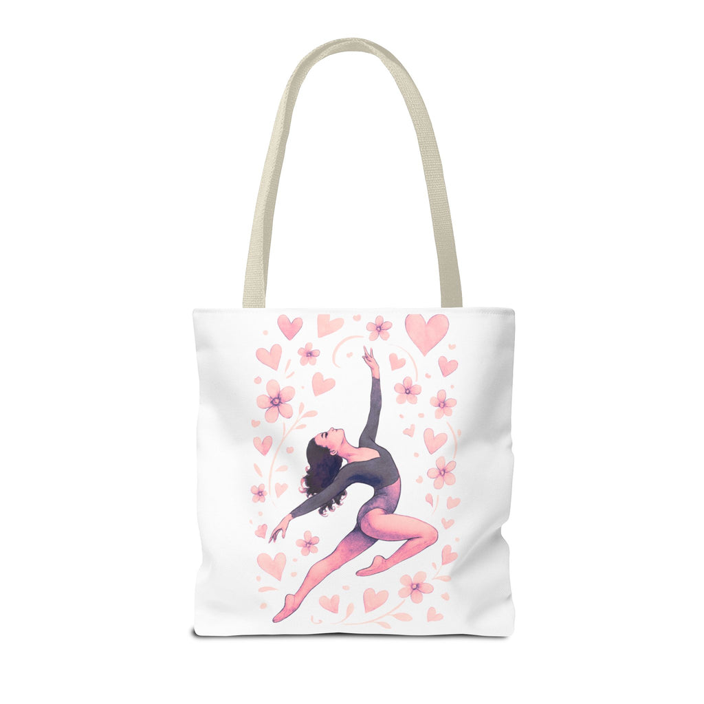Ballet Dancer Heart Tote Bag — PINK and BLACK Floral Dance AOP Tote
