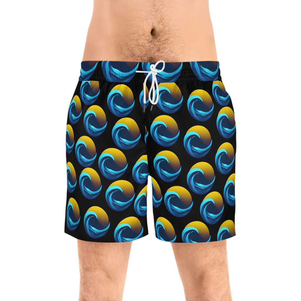 Sunset Print Men's Mid-Length Swim Short - Print 95% polyester, 5% spandex