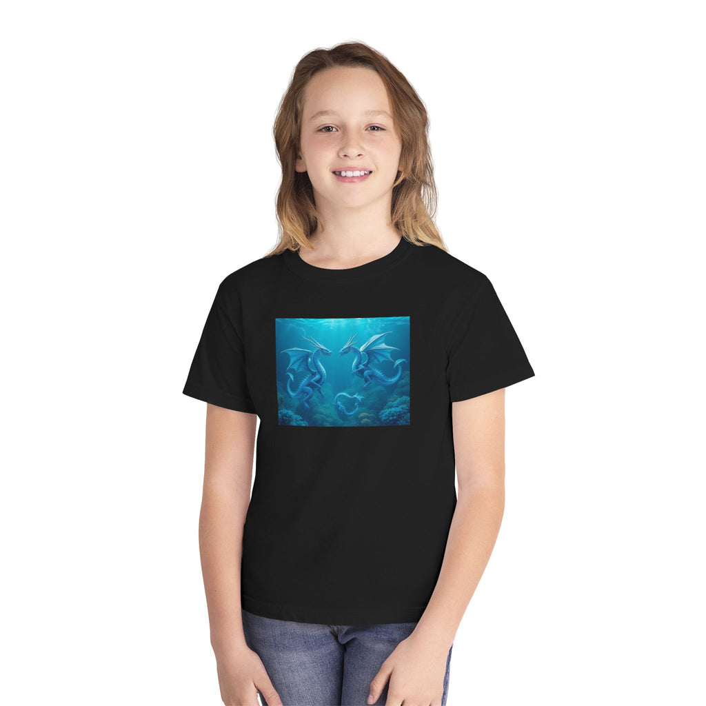 Blue Sea Dragons Youth Tee — Playful Ocean Graphic T-Shirt