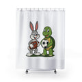 Cartoon Bunny and Turtle Shower Curtain | Sports Football Soccer
