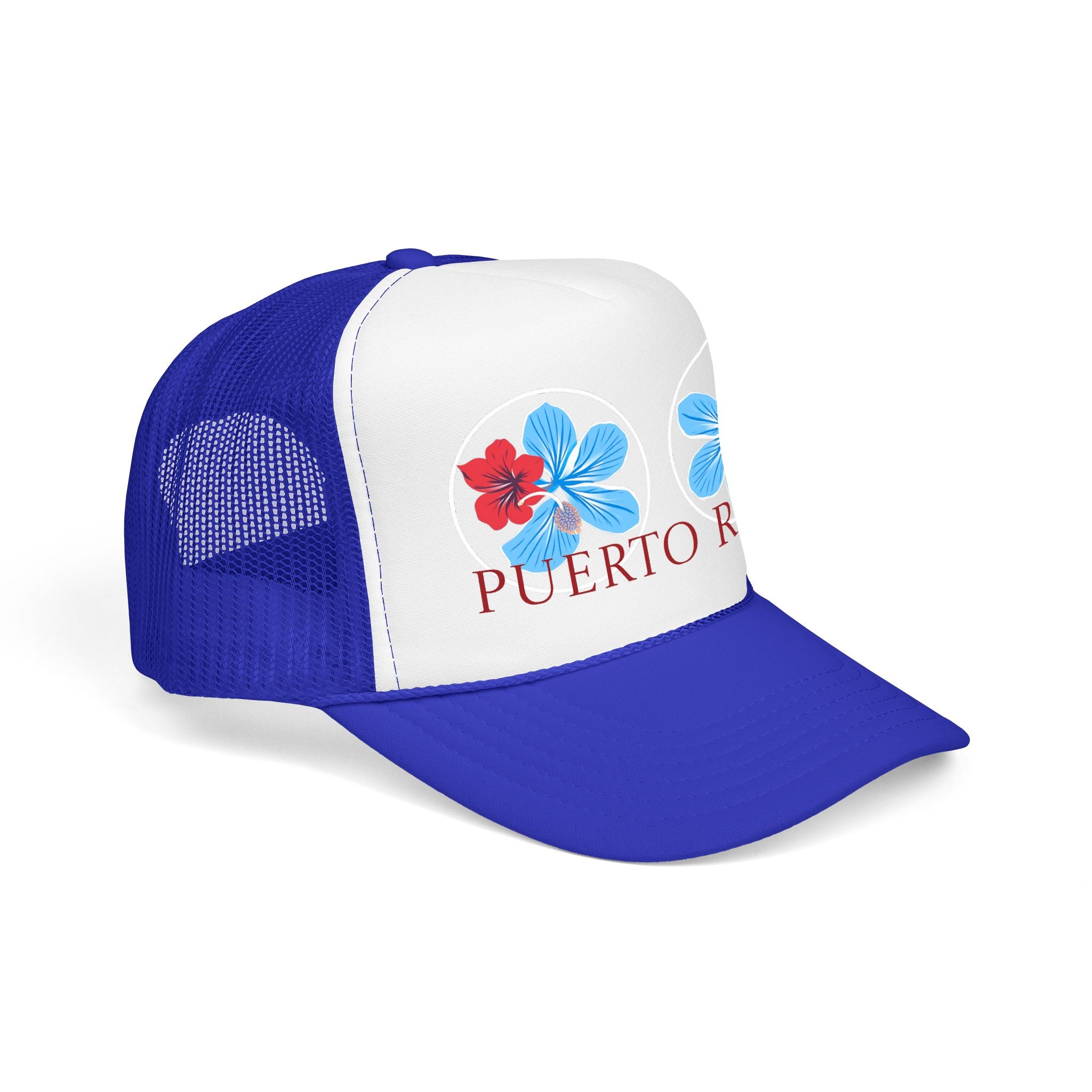Puerto Rico Hibiscus Trucker Hat - Tropical Beach Foam Cap
