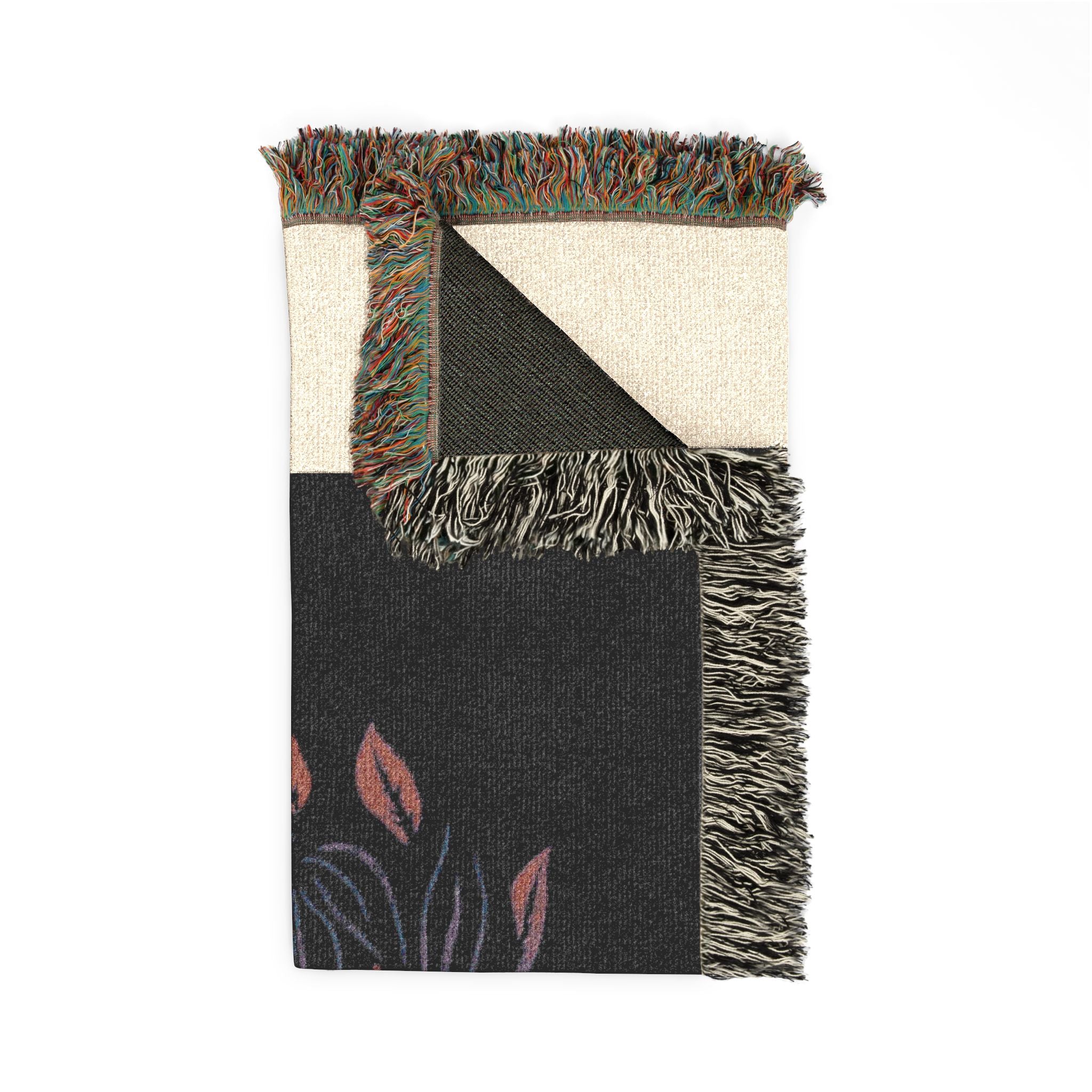 Tropical Floral Woman Woven Blanket | Floral Portrait Throw