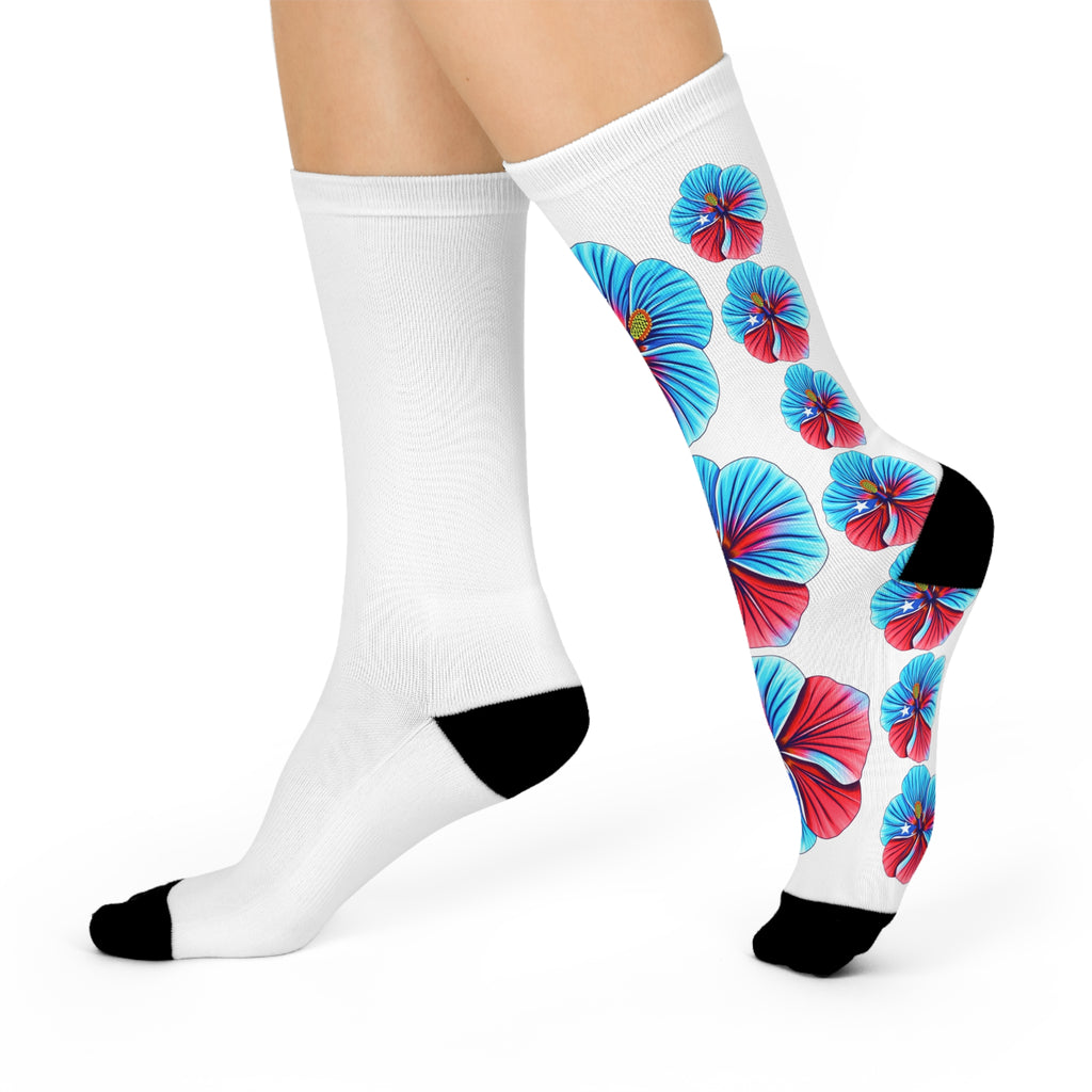 Pride Puerto Rico Themed Cushioned Crew Socks - Puerto Rican Pride