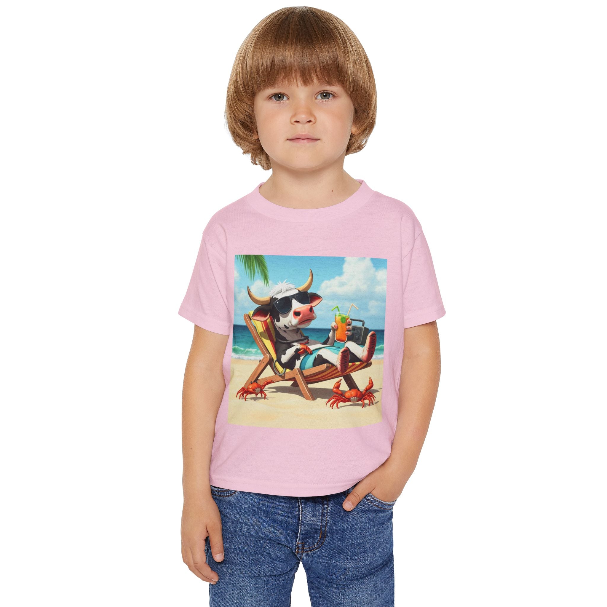 Relaxing Beach Cow Graphic - Cute Cow Summer Vacation Tee