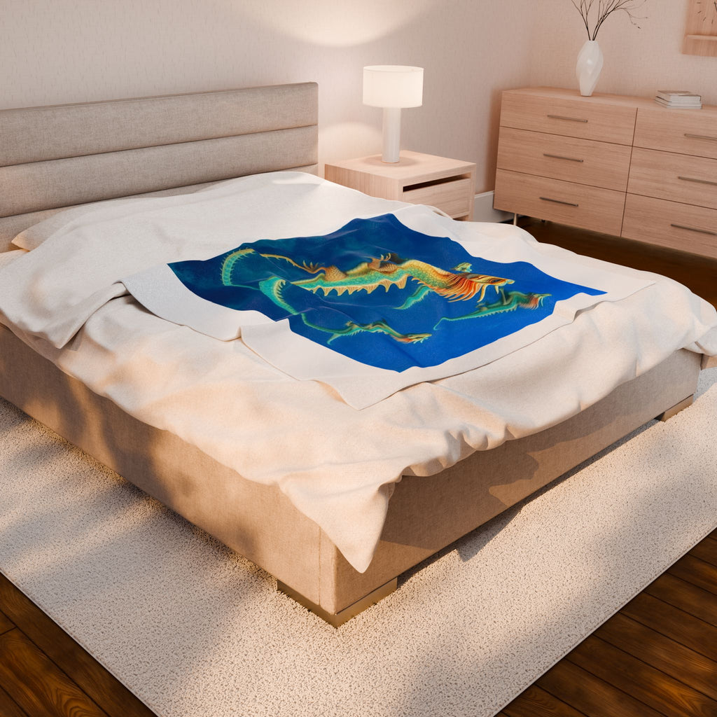 Blue Sea Velveteen Plush Blanket — Blue Sea Adventures Throw