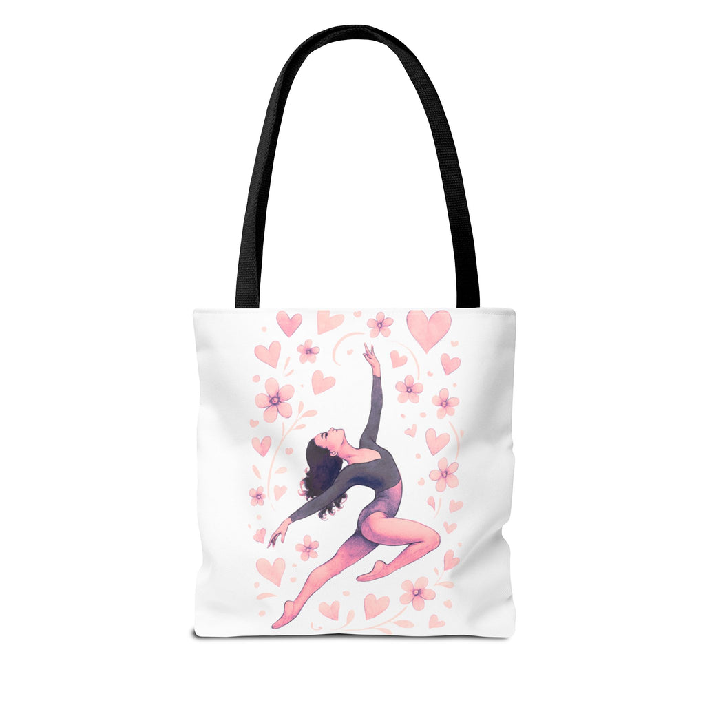 Ballet Dancer Heart Tote Bag — PINK and BLACK Floral Dance AOP Tote