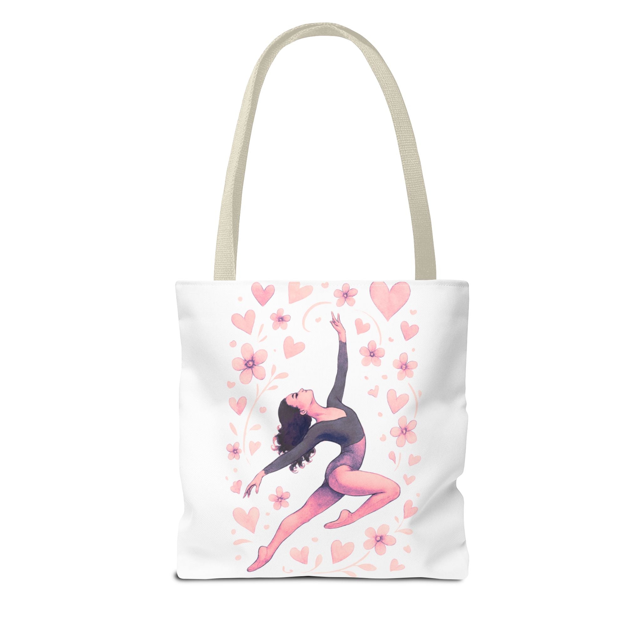 Ballet Dancer Heart Tote Bag — PINK and BLACK Floral Dance AOP Tote