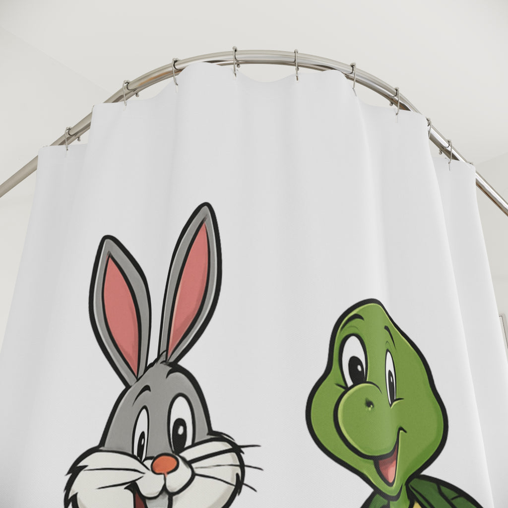Cartoon Bunny and Turtle Shower Curtain | Sports Football Soccer