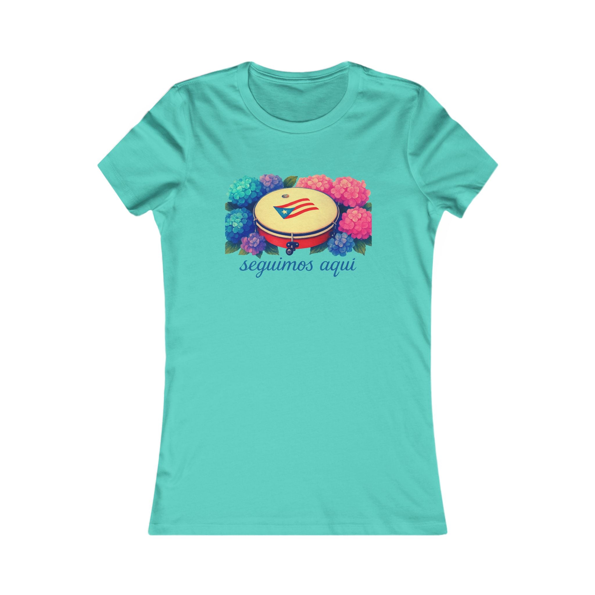 Women's Tee — 'seguimos aquí' Floral Plenera Puerto Rican Design