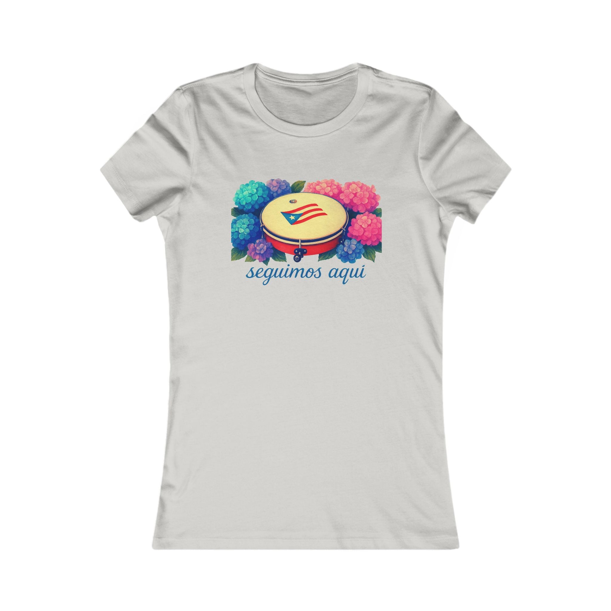 Women's Tee — 'seguimos aquí' Floral Plenera Puerto Rican Design