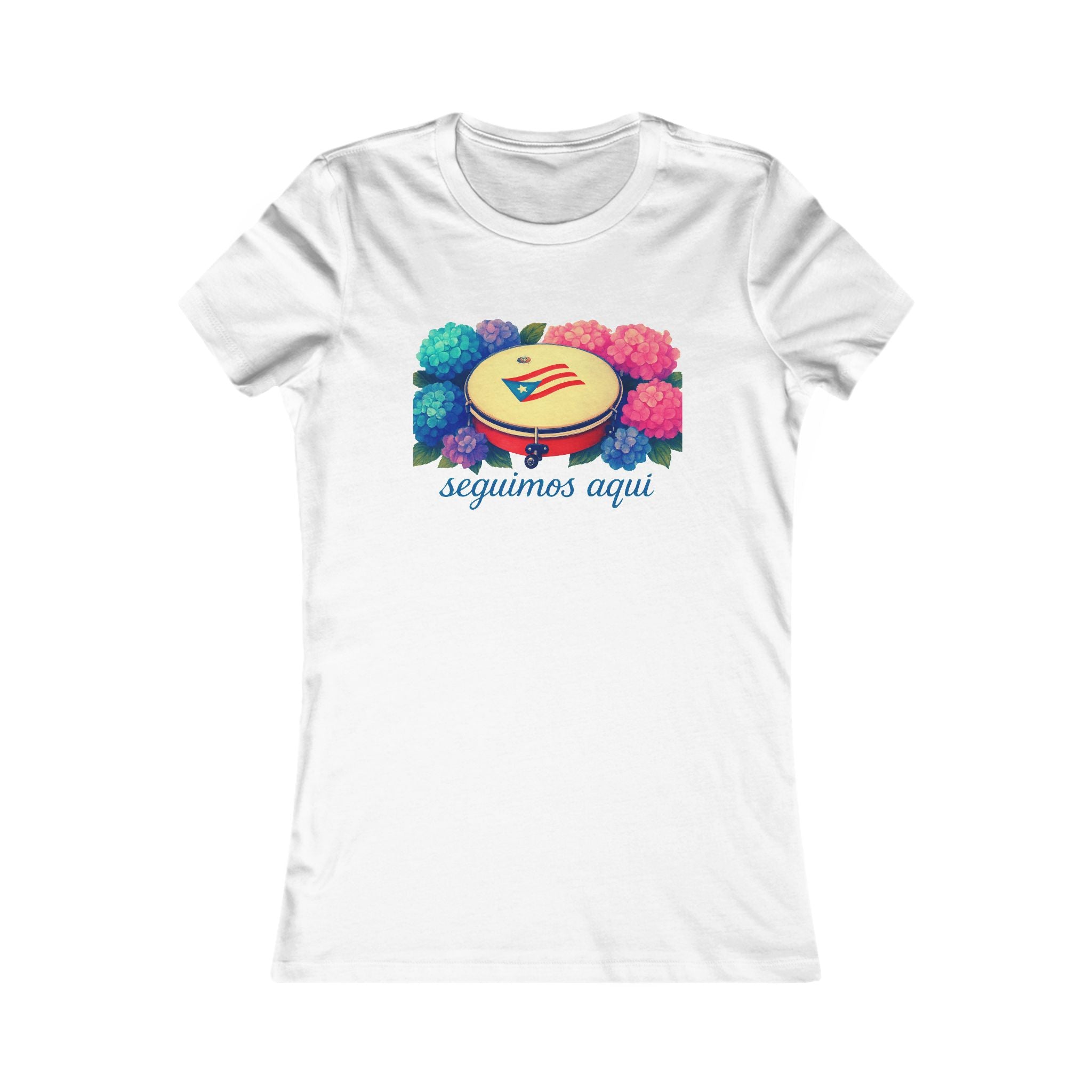 Women's Tee — 'seguimos aquí' Floral Plenera Puerto Rican Design