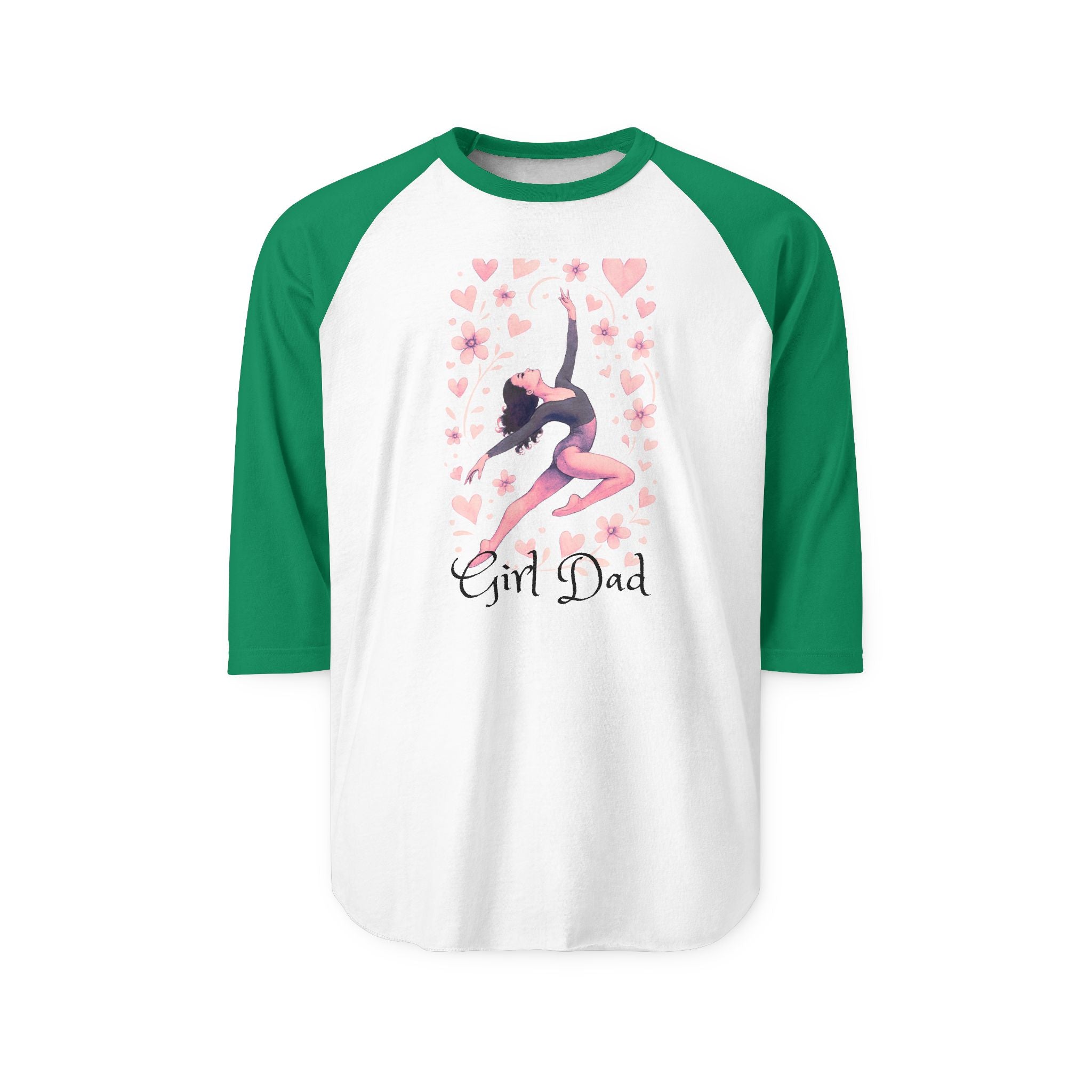 Ballerina Hearts Raglan Shirt — Dance Ballet Three-Quarter Tee