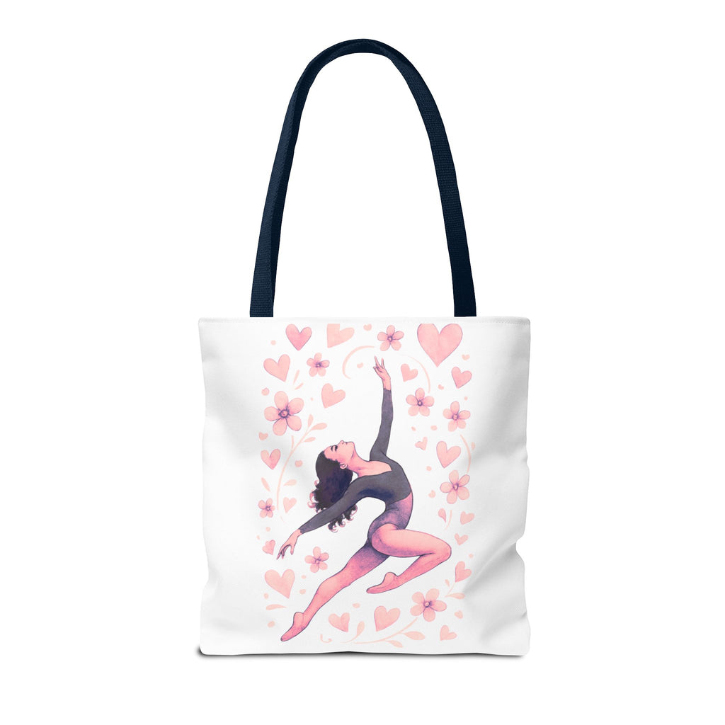 Ballet Dancer Heart Tote Bag — PINK and BLACK Floral Dance AOP Tote