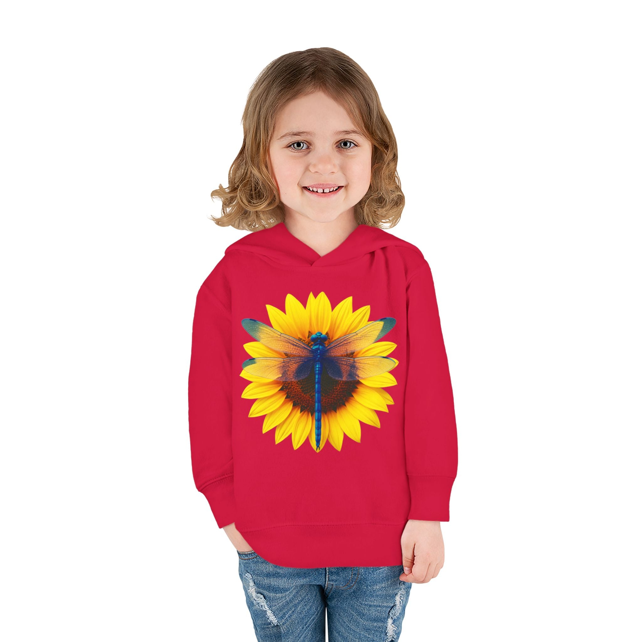 Toddler Hoodie — Sunflower Dragonfly Graphic Pullover
