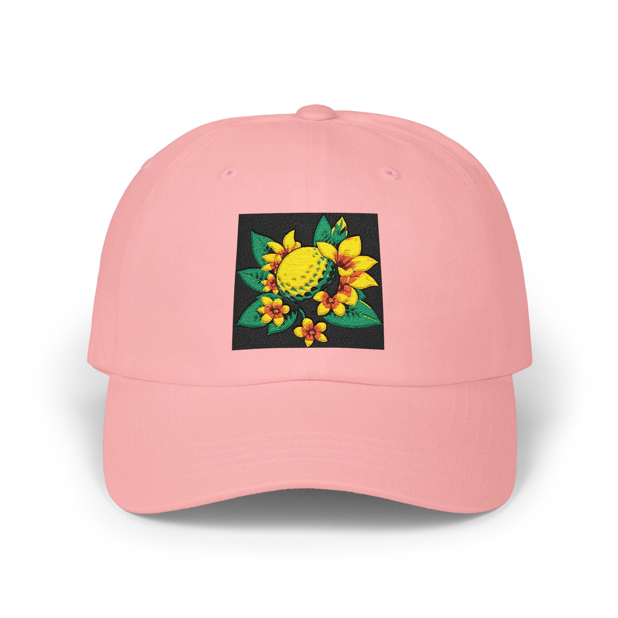 Dad Cap with Embroidered Yellow / Green Golf Tropical Patch — Floral Baseball Hat Casual Wear