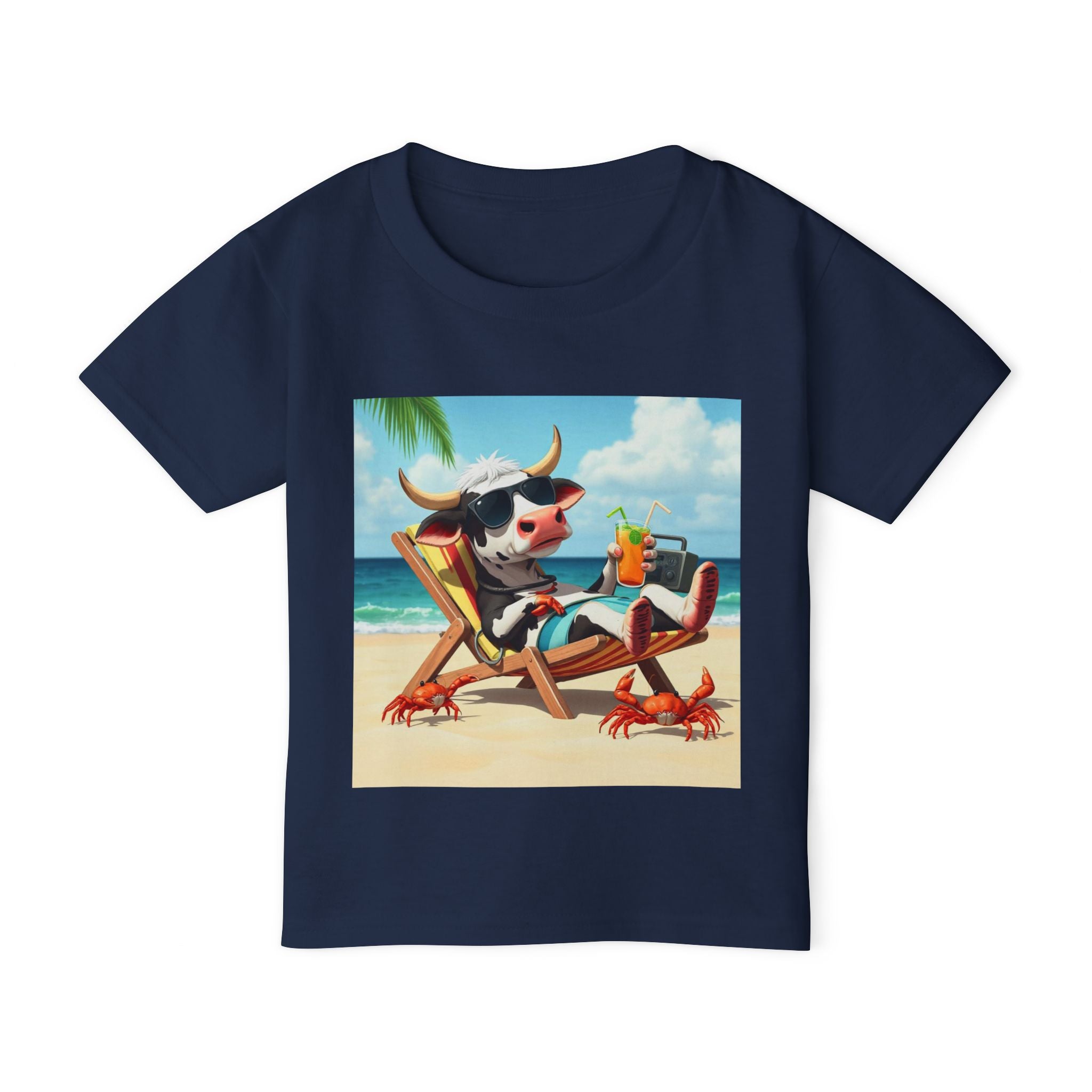 Relaxing Beach Cow Graphic - Cute Cow Summer Vacation Tee