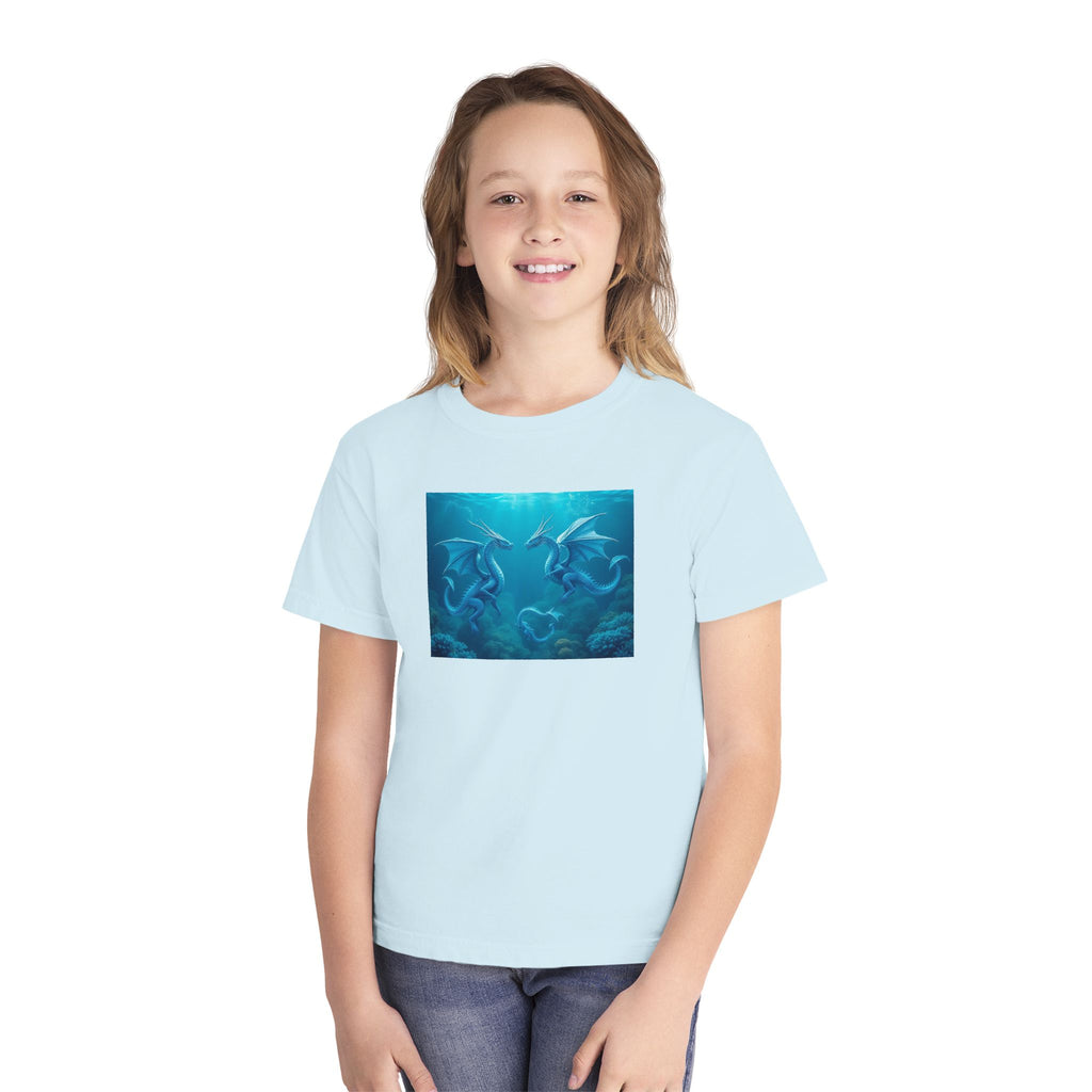 Blue Sea Dragons Youth Tee — Playful Ocean Graphic T-Shirt