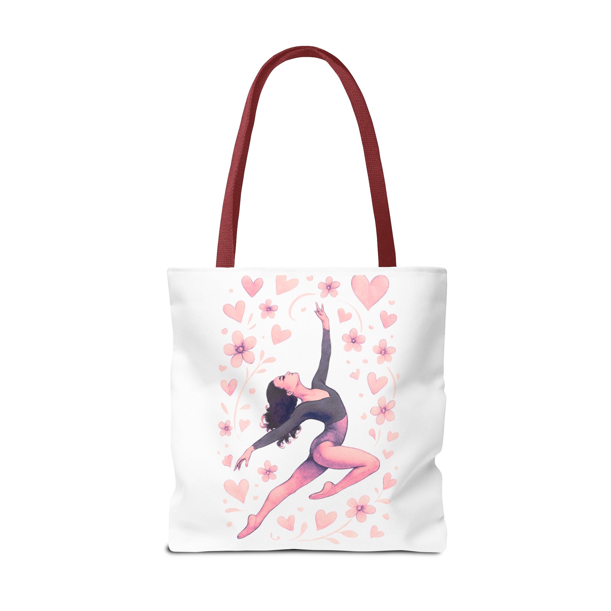 Ballet Dancer Heart Tote Bag — PINK and BLACK Floral Dance AOP Tote