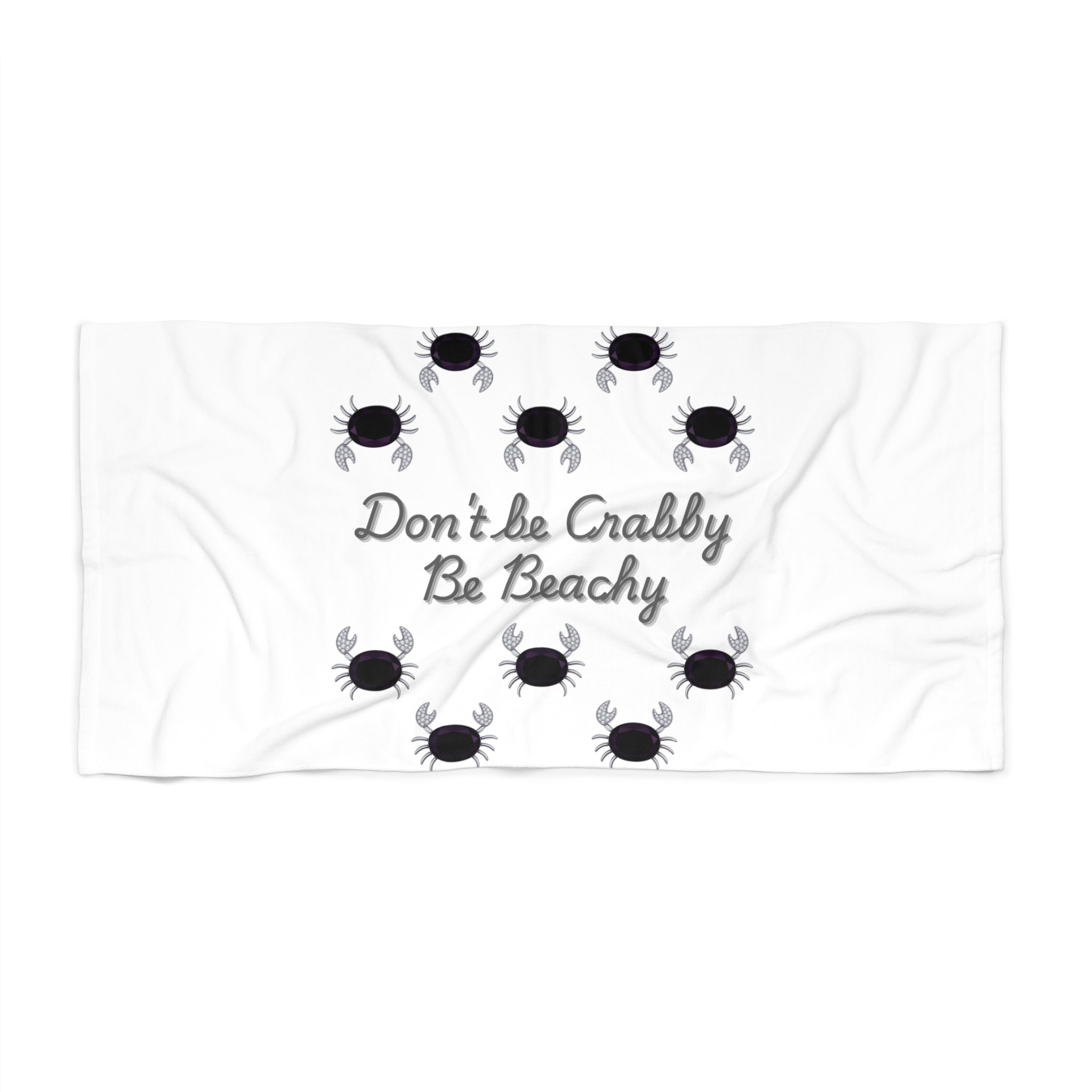 Beach Towel - "Don't Be Crabby, Be Beachy" Crab Pattern Summer Towel