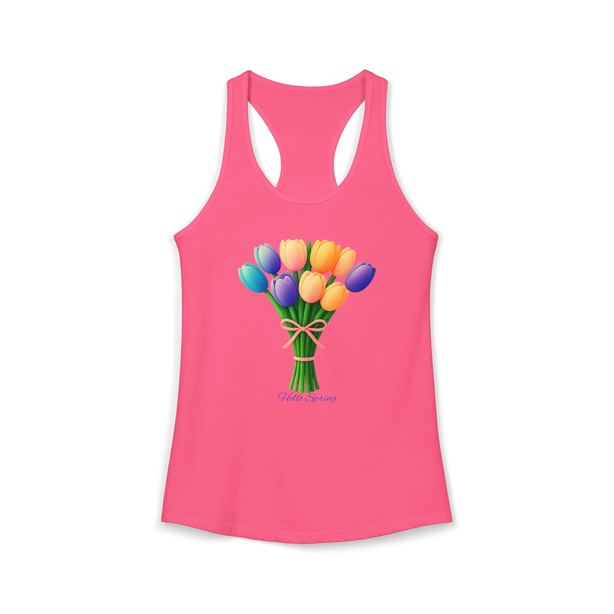 Women's Racerback Tank - Tulips Adult Hello Spring T-shirt