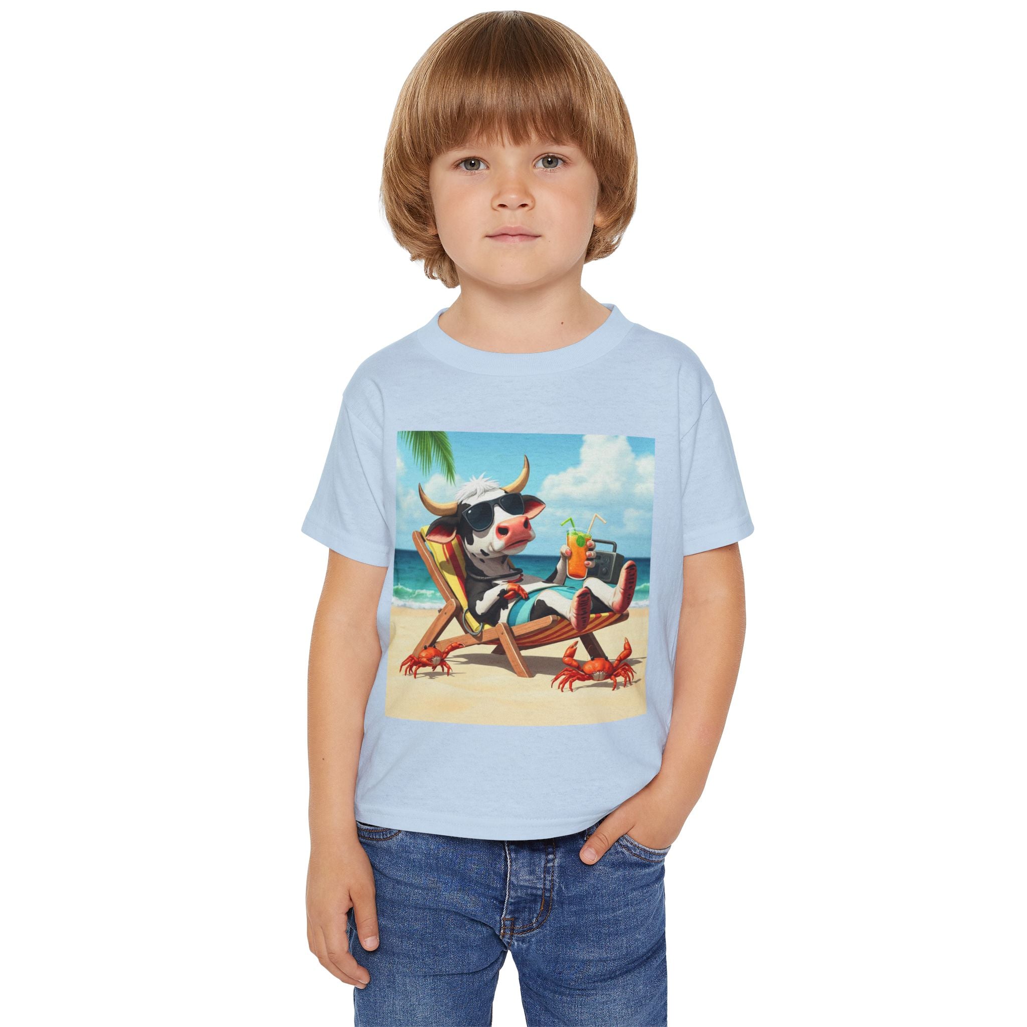 Relaxing Beach Cow Graphic - Cute Cow Summer Vacation Tee
