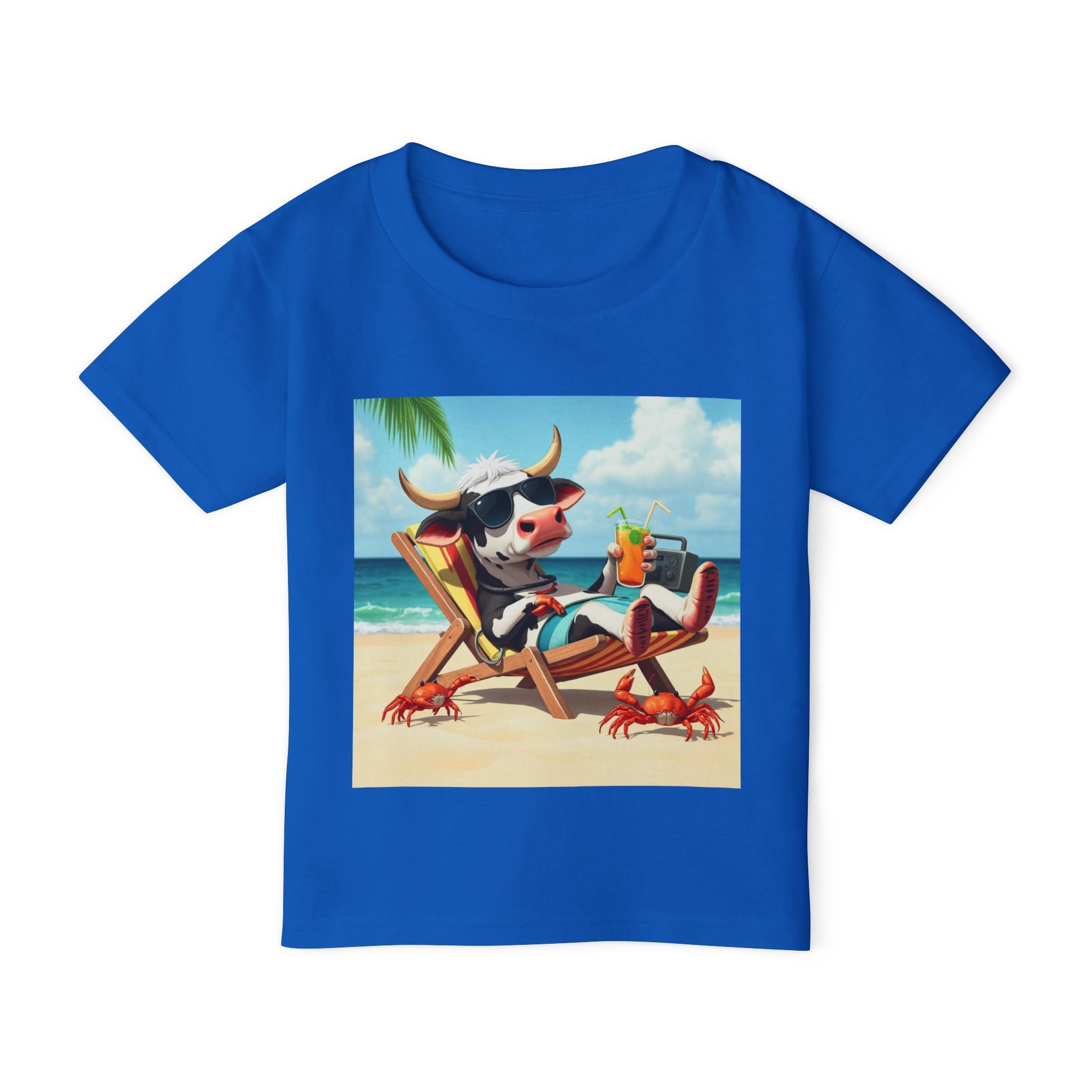Relaxing Beach Cow Graphic - Cute Cow Summer Vacation Tee