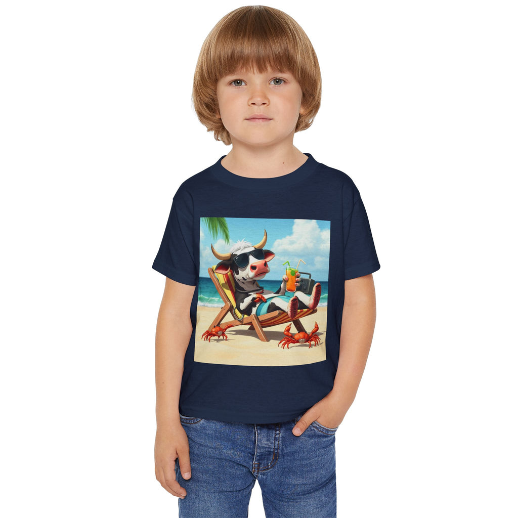 Relaxing Beach Cow Graphic - Cute Cow Summer Vacation Tee