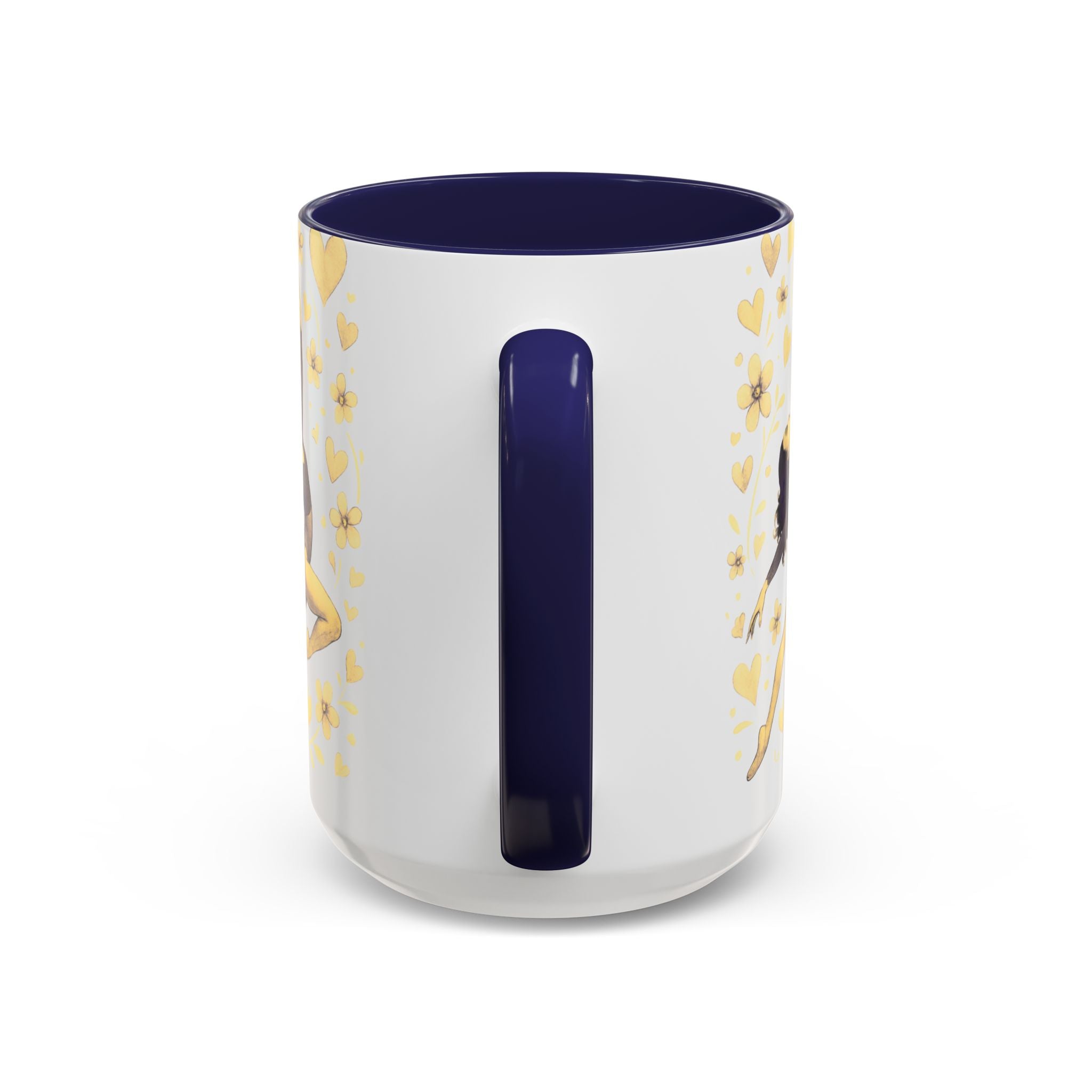 Ballet Dancer Accent Mug – Gold Hearts & Flowers Ceramic Coffee Cup (11/15oz)