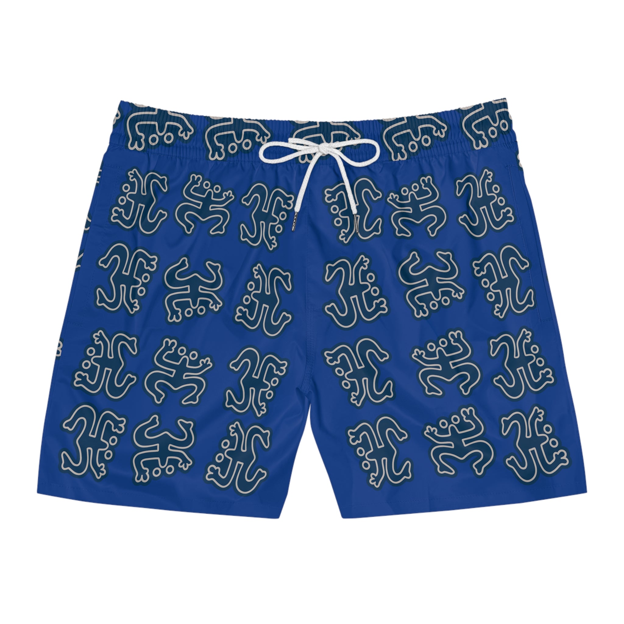Blue Puerto Rico Coqui Beach Shorts — Mid-Length Trunks 95% polyester, 5% spandex