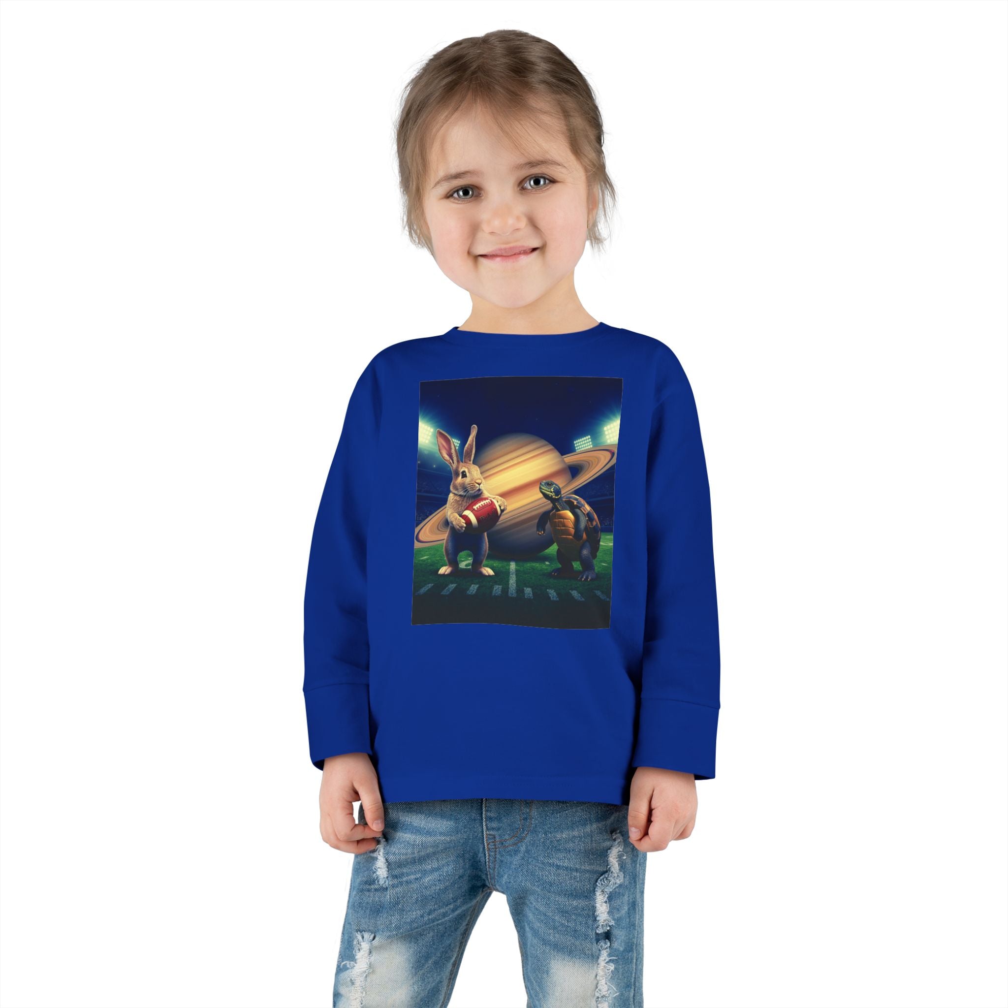 Toddler Long Sleeve Tee — Saturno Football Bunny Space Print
