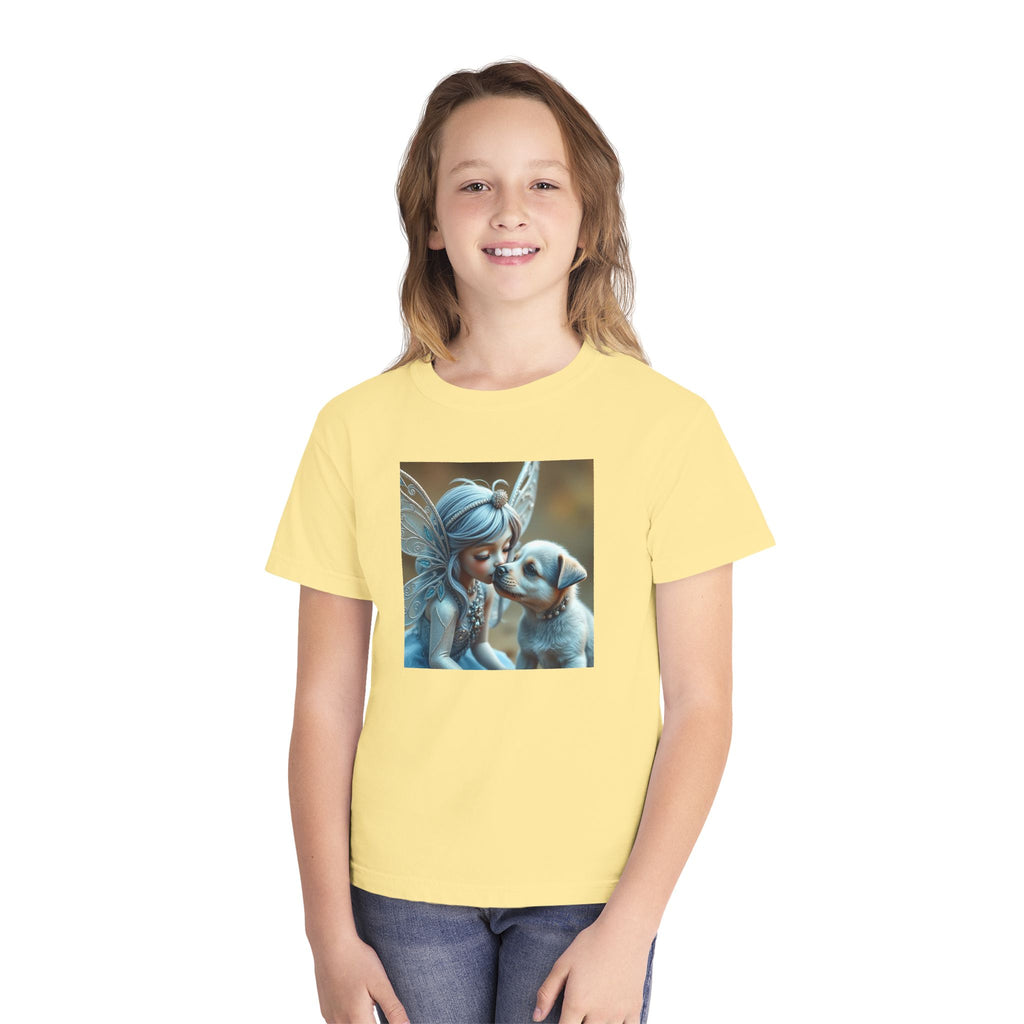 Fairy and Puppy Youth Tee — Whimsical Kids Fantasy T-Shirt