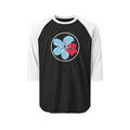 Hibiscus Floral Raglan Shirt — "Azure" Blue & Red Flower Baseball Tee